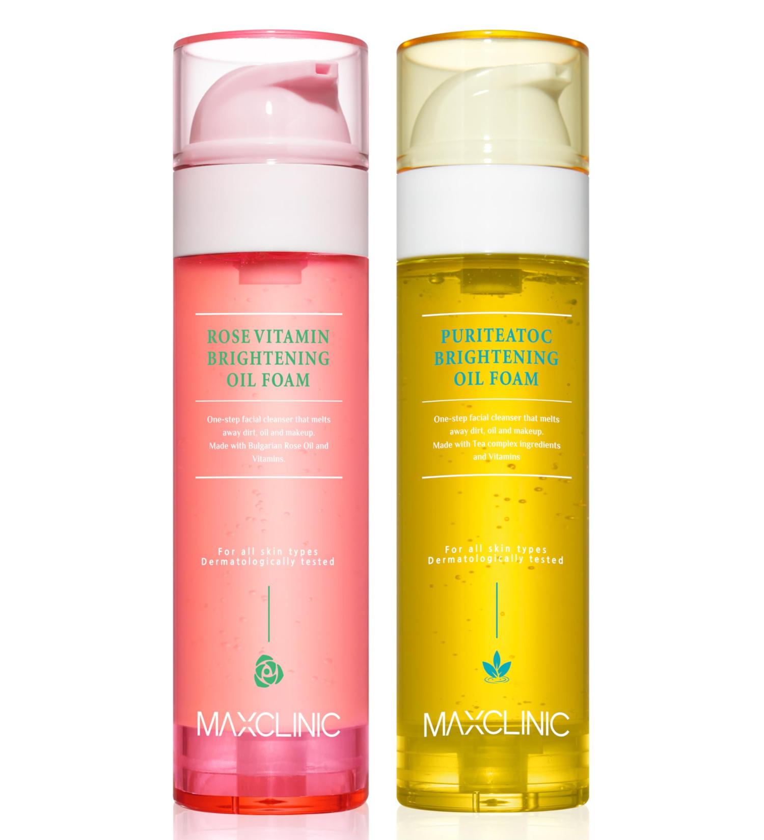 MAXCLINIC K-Beauty Rose Vitamin + Puriteatoc Oil Foam Gift Set | Daily Face Wash Oil Based Cleanser to Foam | Korean Skin Care Oil Cleanser for Dry Sensitive Skin - Buy Online on GoSupps.com