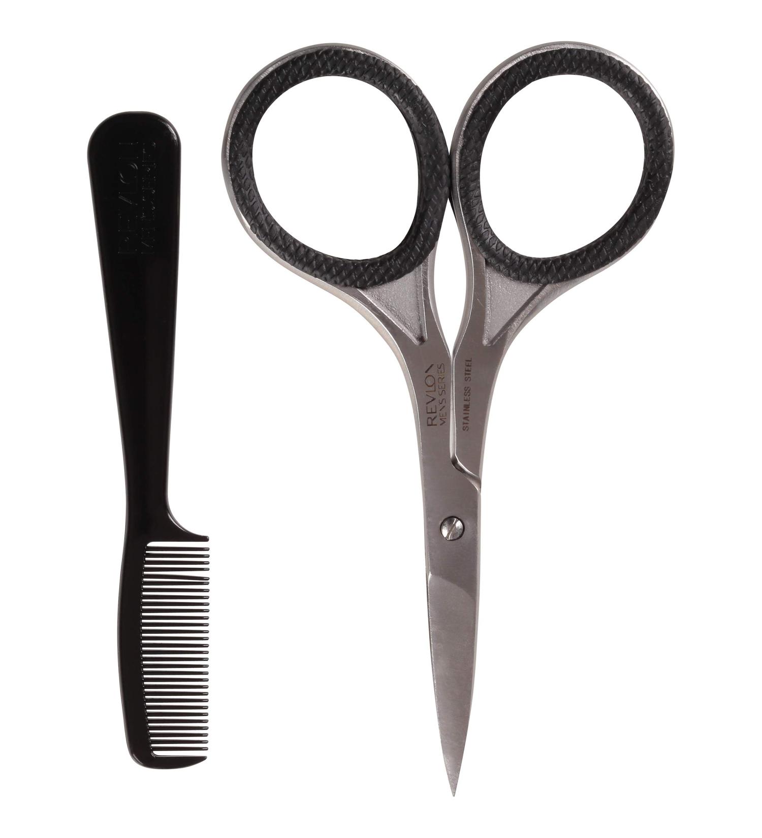 Revlon Men's Series Facial Hair Kit - Stainless Steel Scissors and Comb for Trimming and Styling - Buy Online on GoSupps.com