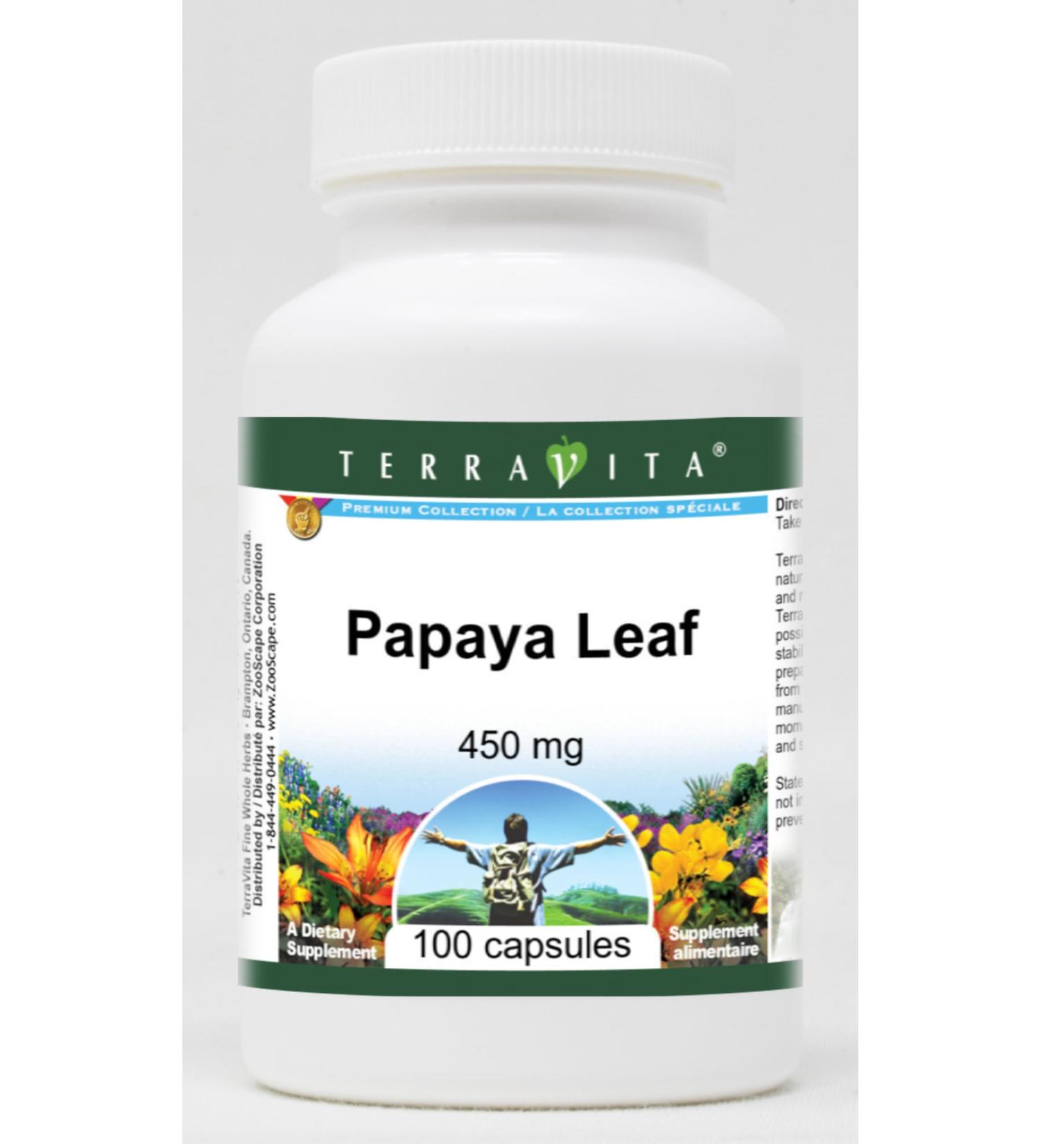 Papaya Leaf - 450 mg (100 Capsules ZIN: 511015) - 3 Pack - Buy Online on GoSupps.com