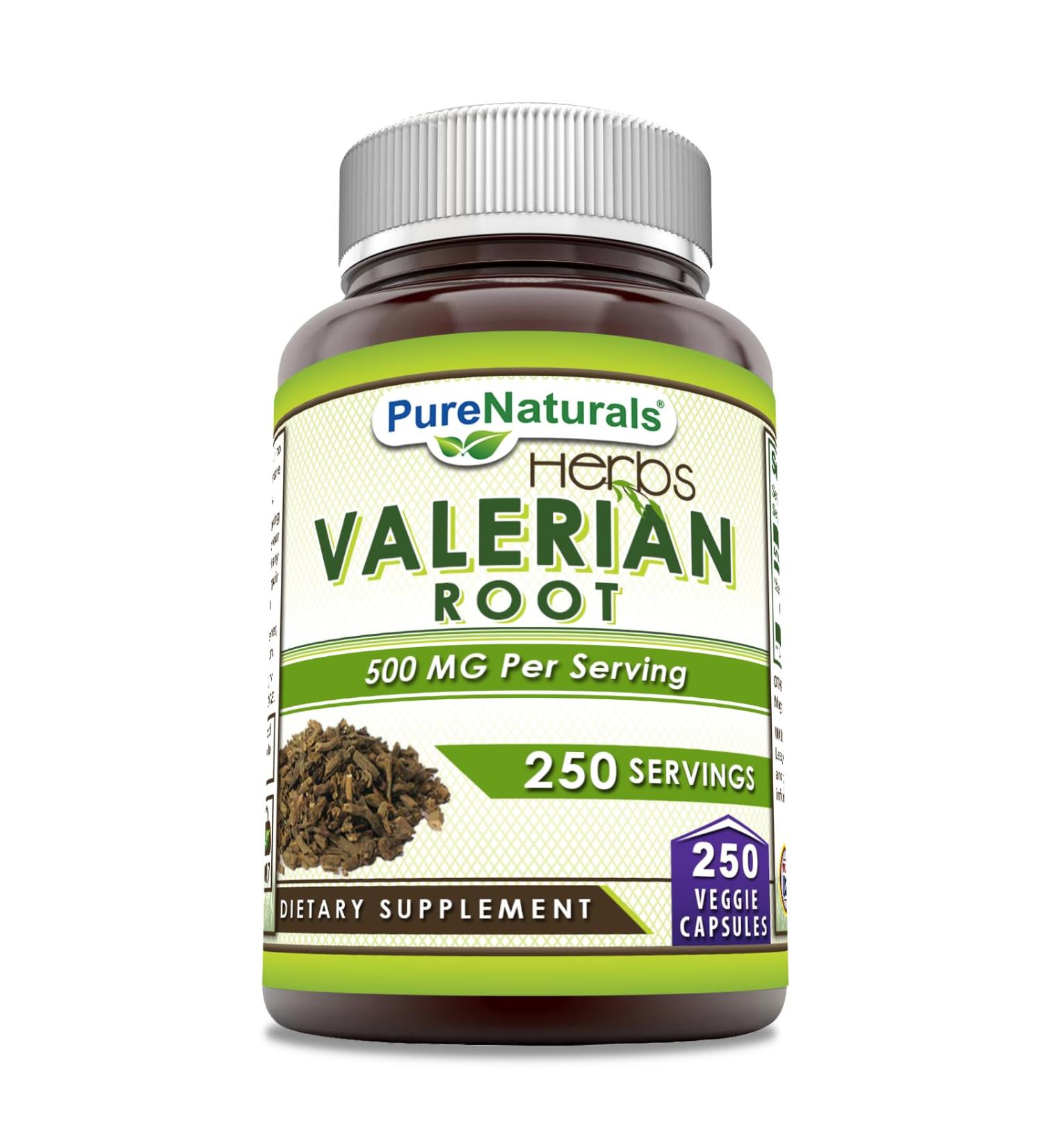 Pure Naturals Valerian Root Supplement | 500 Mg | Veggie Capsules | Non-GMO | Gluten Free | Made in USA (250 Count)