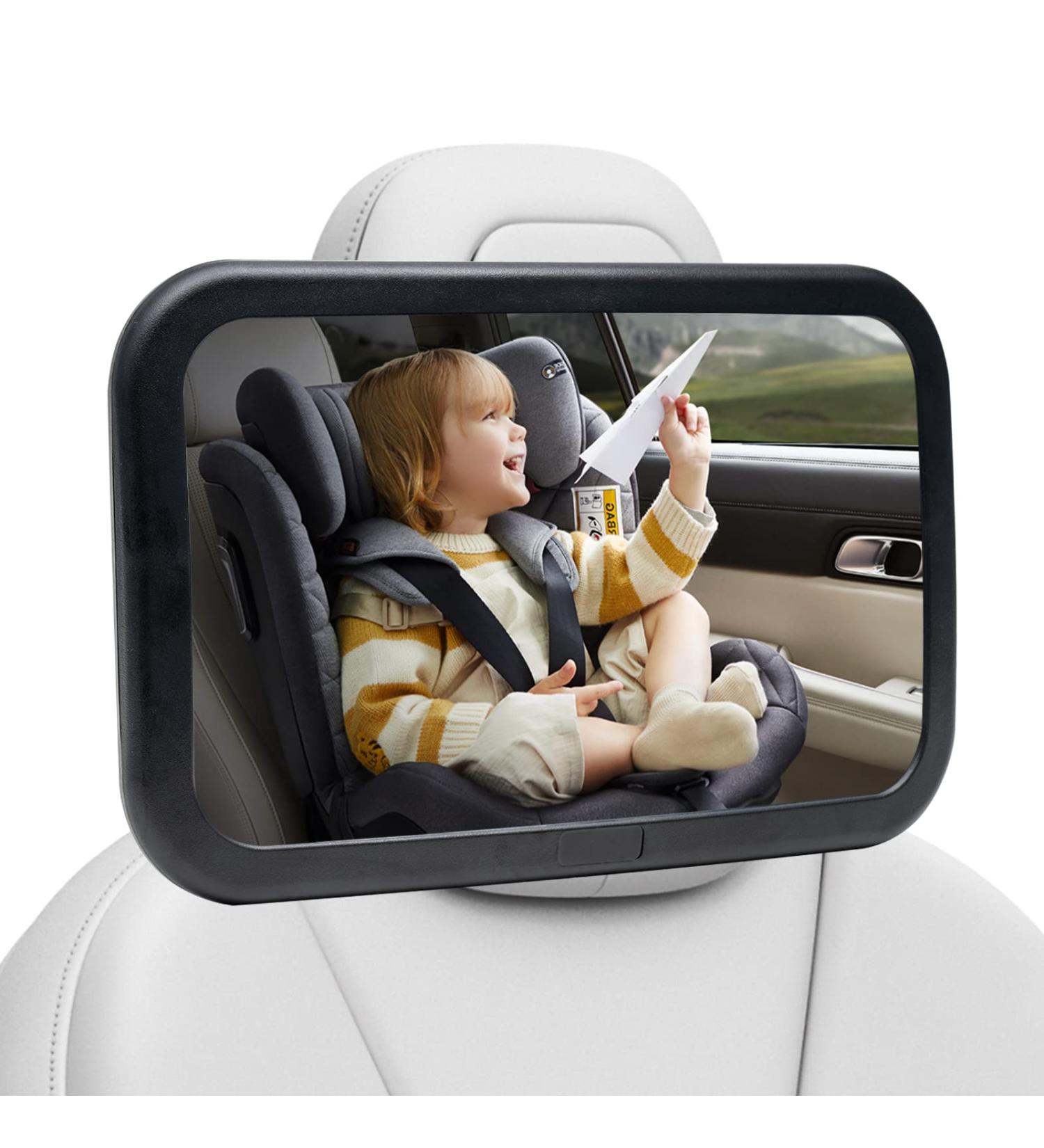 Large 360 Car Baby Mirror - Clear Back Seat View Universal Fit for All Headrests (30x19cm) - Buy Online on GoSupps.com