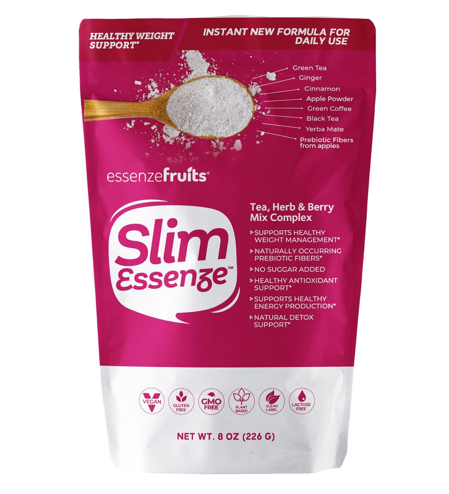 Essenze Slim Instant Berry Tea 8 Oz - Herbal Detox Powder for Flat Tummy - Digestion & Bloating Relief - 31 Cups - Buy Online on GoSupps.com