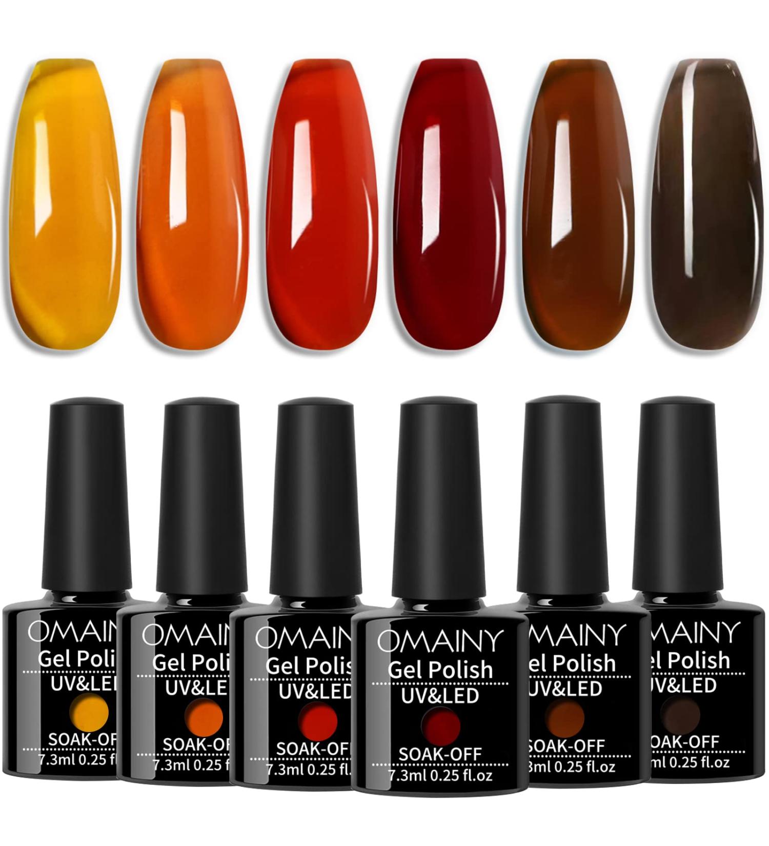 Omainy Jelly Gel Nail Polish Set - Brown Fall Colors, Translucent Crystal Clear Sheer Gel Nail Polish - Soak Off UV LED Nail Art - CS6001 - Buy Online on GoSupps.com