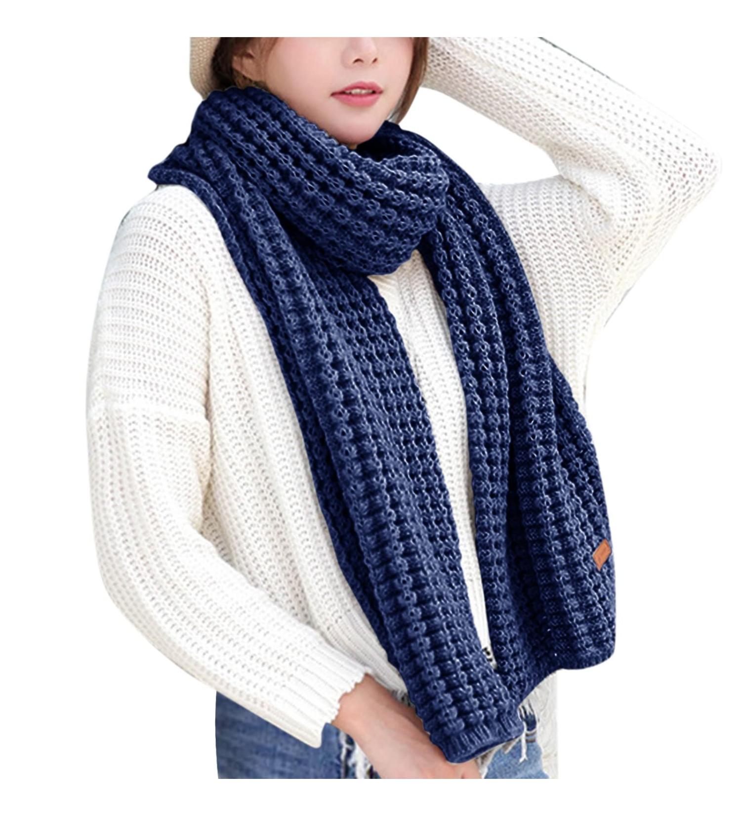 Buy Ladies Cotton Cashmere Scarf - Versatile Neck Warmer for All Seasons | Navy Autumn Winter Scarves - Buy Online on GoSupps.com
