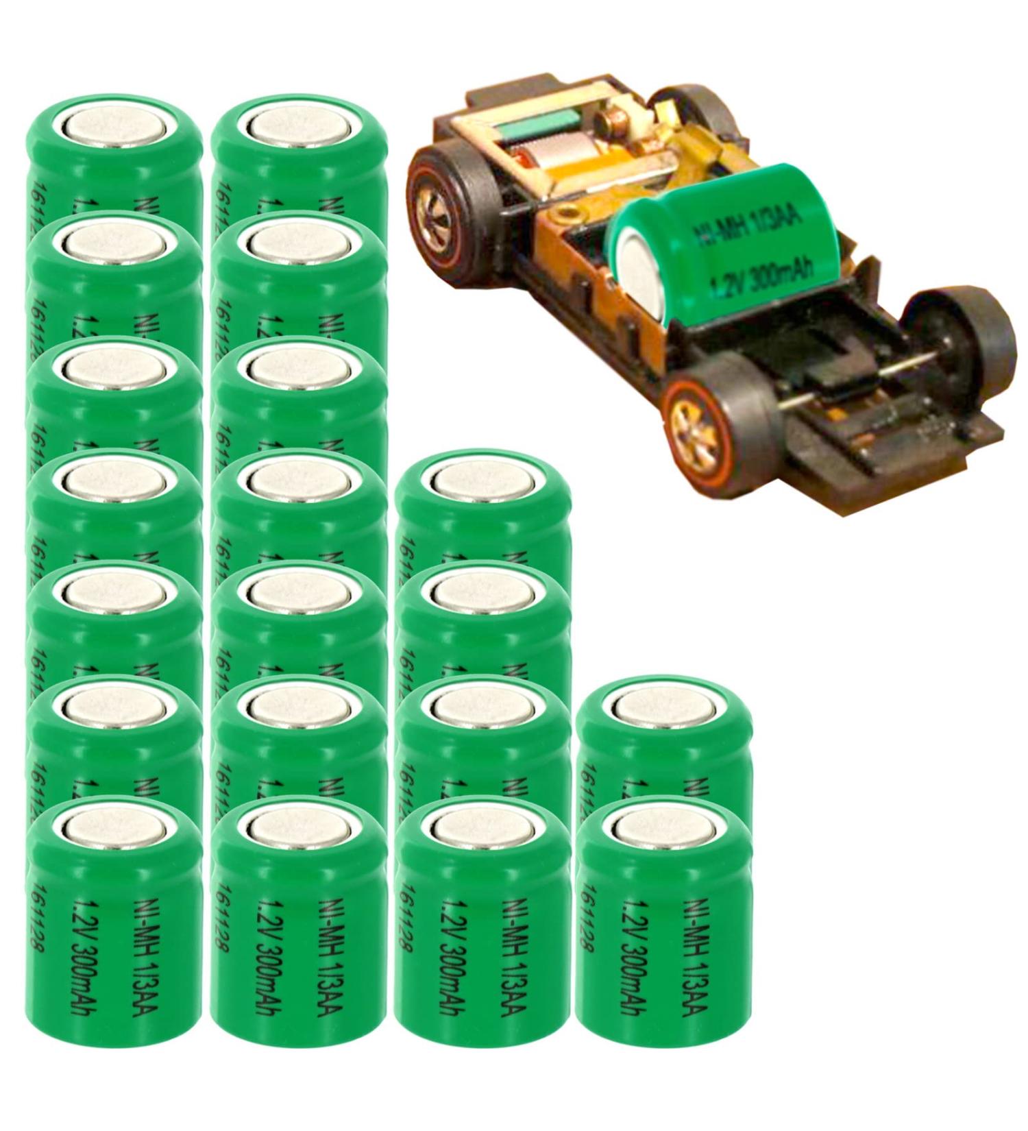20pc Sizzler Short Chassis 1.2V 1/3AA NiMH 300mAh Flat Top Rechargeable Batteries - Compatible with ANTEATER SIDEBURN HOT HEAD CAMARO T/A & More - International Shipping Available - Buy Online on GoSupps.com