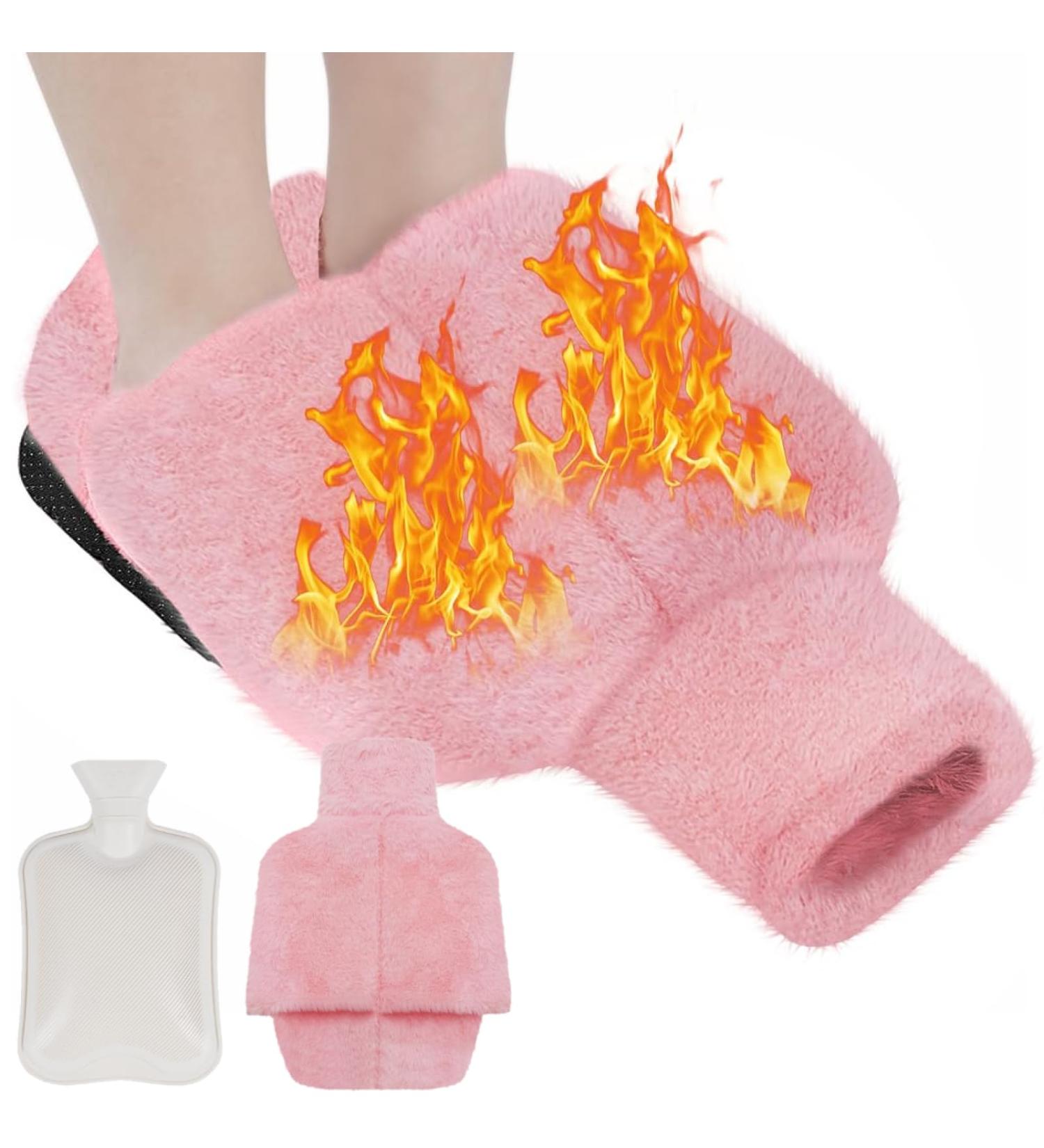 Flintronic Electric-Free Foot Heaters - 2L Hot Water Bottle for Soft Warm Feet | 2-in-1 Foot Heating Pads in Pink - Ideal for Men & Women - Buy Online on GoSupps.com