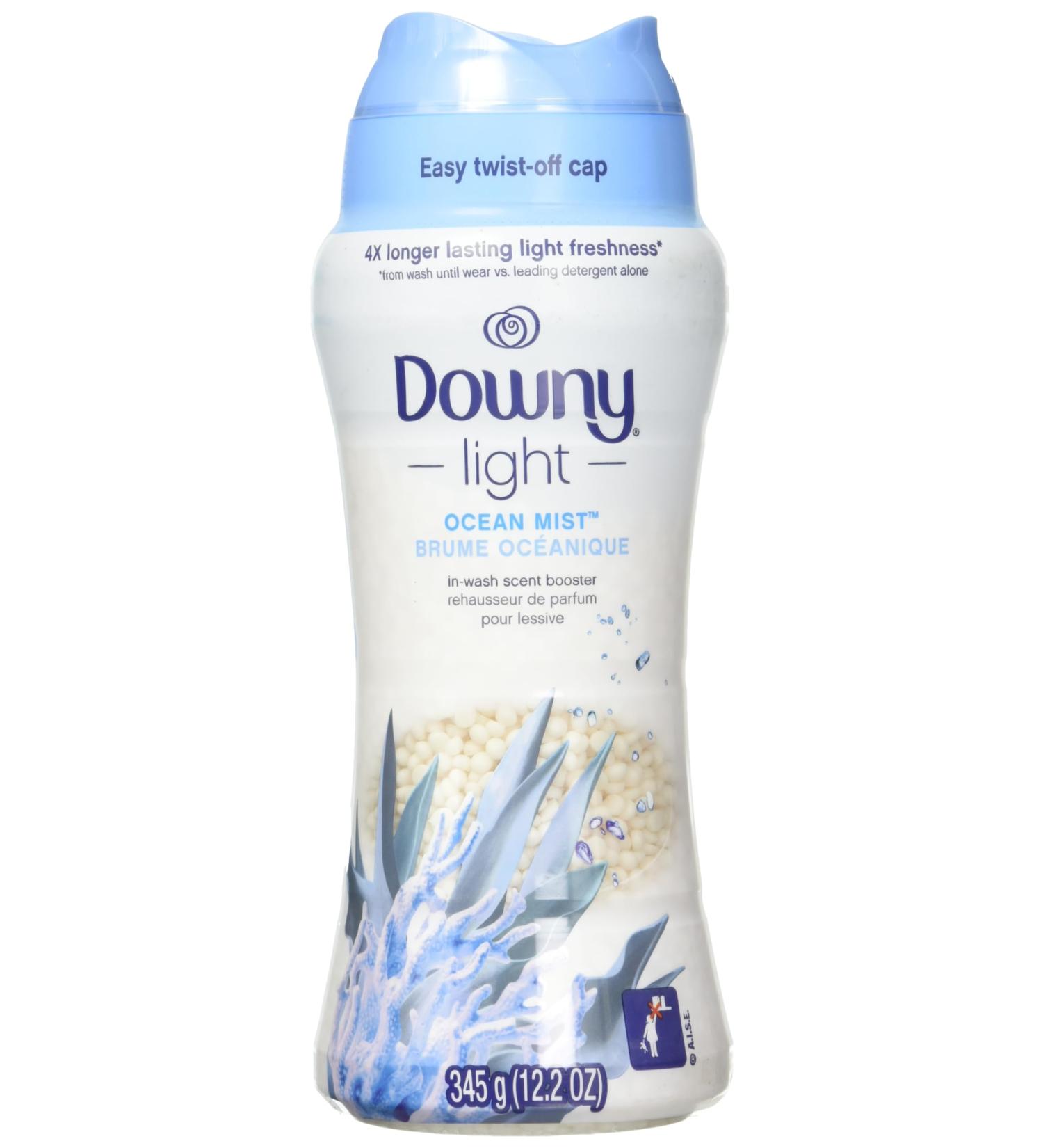 Downy Light Laundry Scent Booster Beads for Washer Ocean Mist 12.2 oz with No Heavy Perfumes
