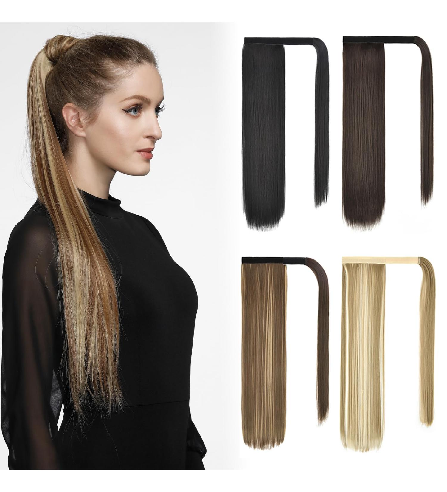 Yamel Ponytail Extension Black Long Straight 20 Inch Upgrade Wrap Around Fake Ponytail Synthetic Hair Extensions Clip in Ponytail Hairpiece for Women Black 20 Inch (Pack of 1) - Buy Online on GoSupps.com