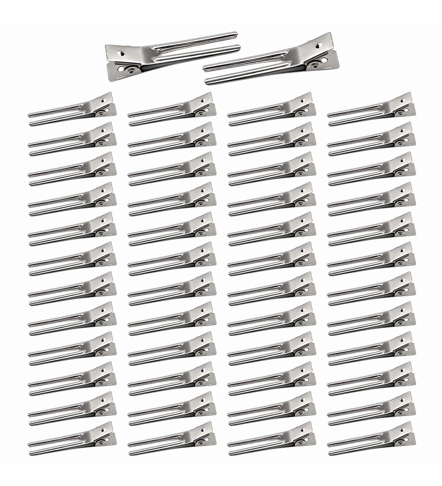 50pcs Double Prong Curl Clips - 1.8inch Metal Alligator Hairpins for Styling - Great for Hair Salon & Barber Use (Silver) - Buy Online on GoSupps.com