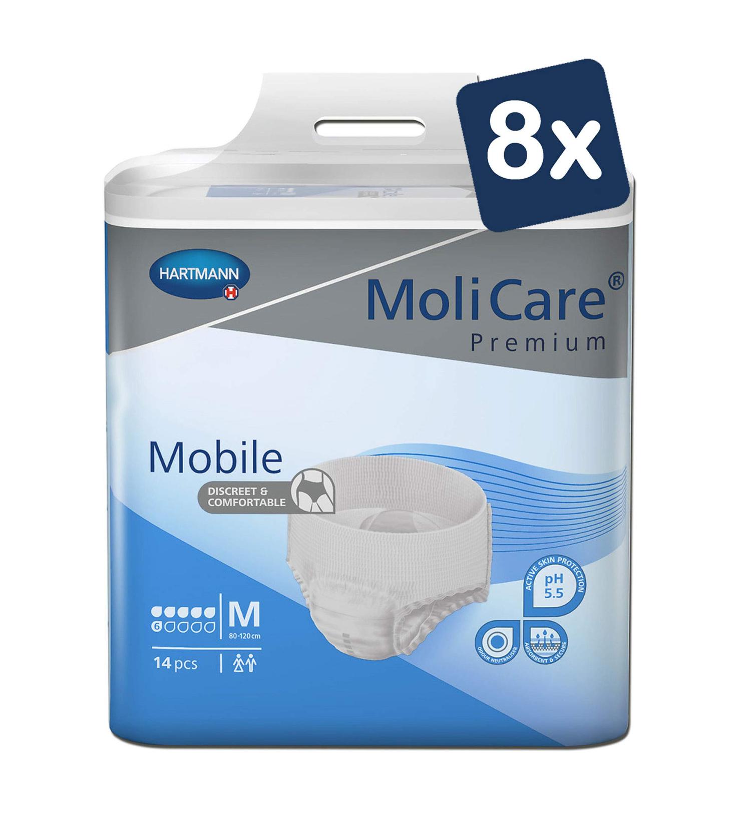 Molicare Premium Mobile Disposable Pants | Incontinence Solutions for Men & Women | Size M (80-120 cm) | 8x14 Pack (112 Pieces) - Buy Online on GoSupps.com