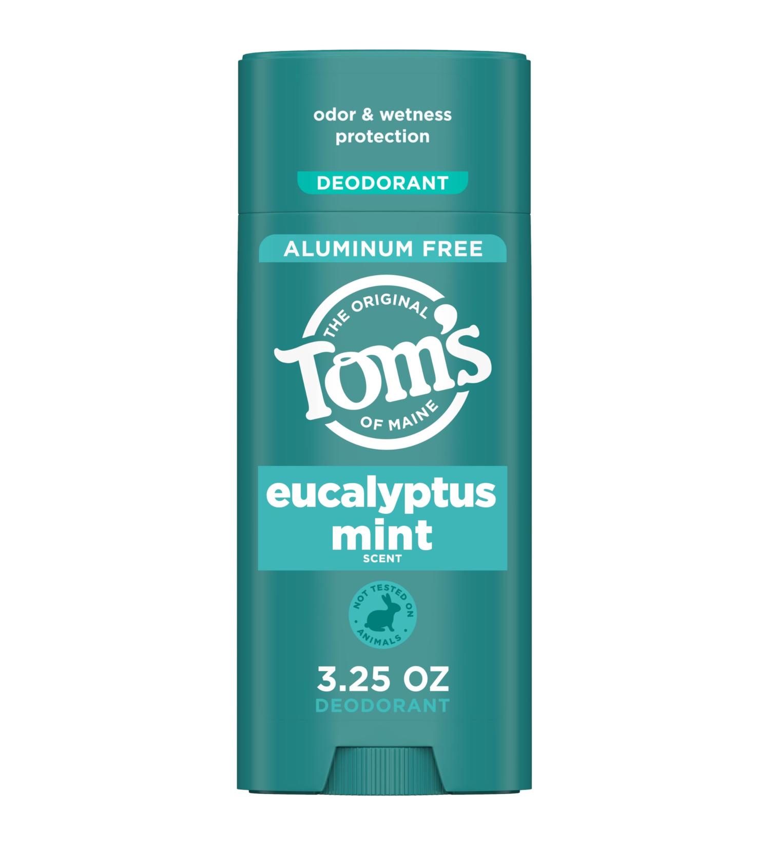 Tom s of Maine Eucalyptus Mint Aluminum Free Natural Deodorant For Women & Men | Goes on Clear | Odor & Wetness Protection | Naturally Derived and Moisture-Locking Ingredients | 3.25 oz Eucalyptus Mint 3.25 Ounce (Pack of 1) - Buy Online on GoSupps.com
