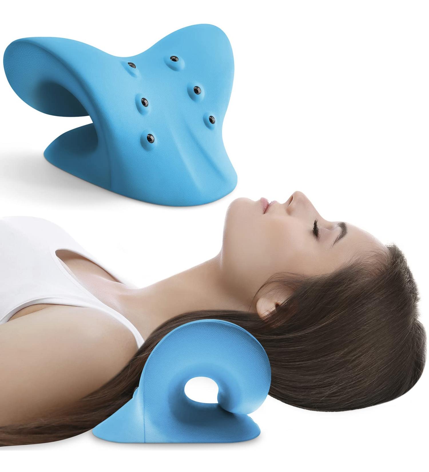 Anzorhal Neck Massage Device - Neck Shoulder Pillow for Pain Relief Cervical Traction & Headache Relief | Magnet Therapy (Blue) - Buy Online on GoSupps.com