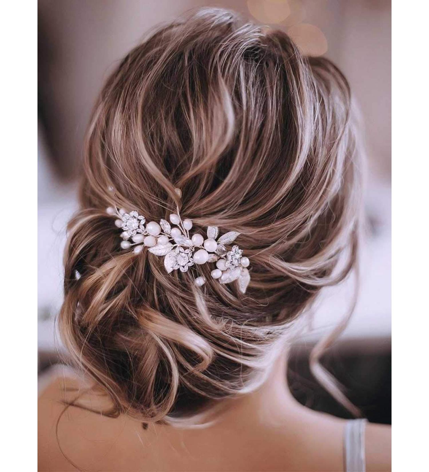 Gorais Bride Gold Pearl Wedding Hair Vine for Women - Leaf Bridal Headpiece (C Gold) - Buy Online on GoSupps.com