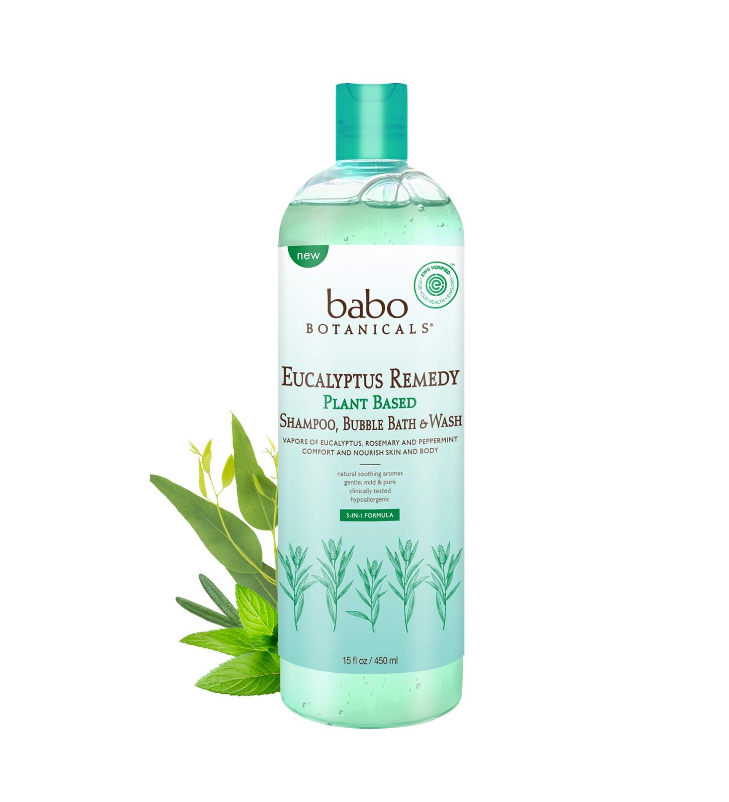 Babo Botanicals 3-in-1 Eucalyptus Shampoo, Bubble Bath & Wash - 15 fl oz - Buy Online on GoSupps.com