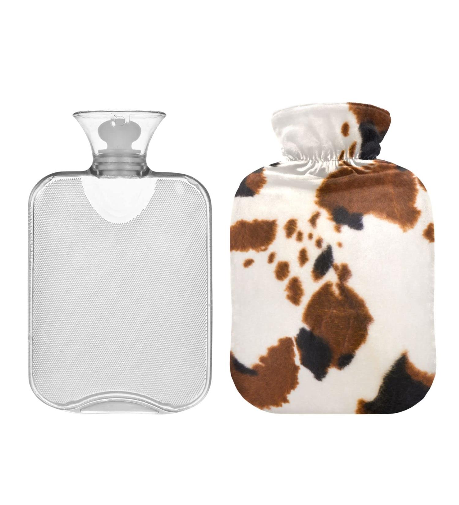 1L Animal Fur Hot Water Bottle - Black & Brown Texture for Neck & Shoulder Pain Relief | Heat & Cold Therapy - Buy Online on GoSupps.com