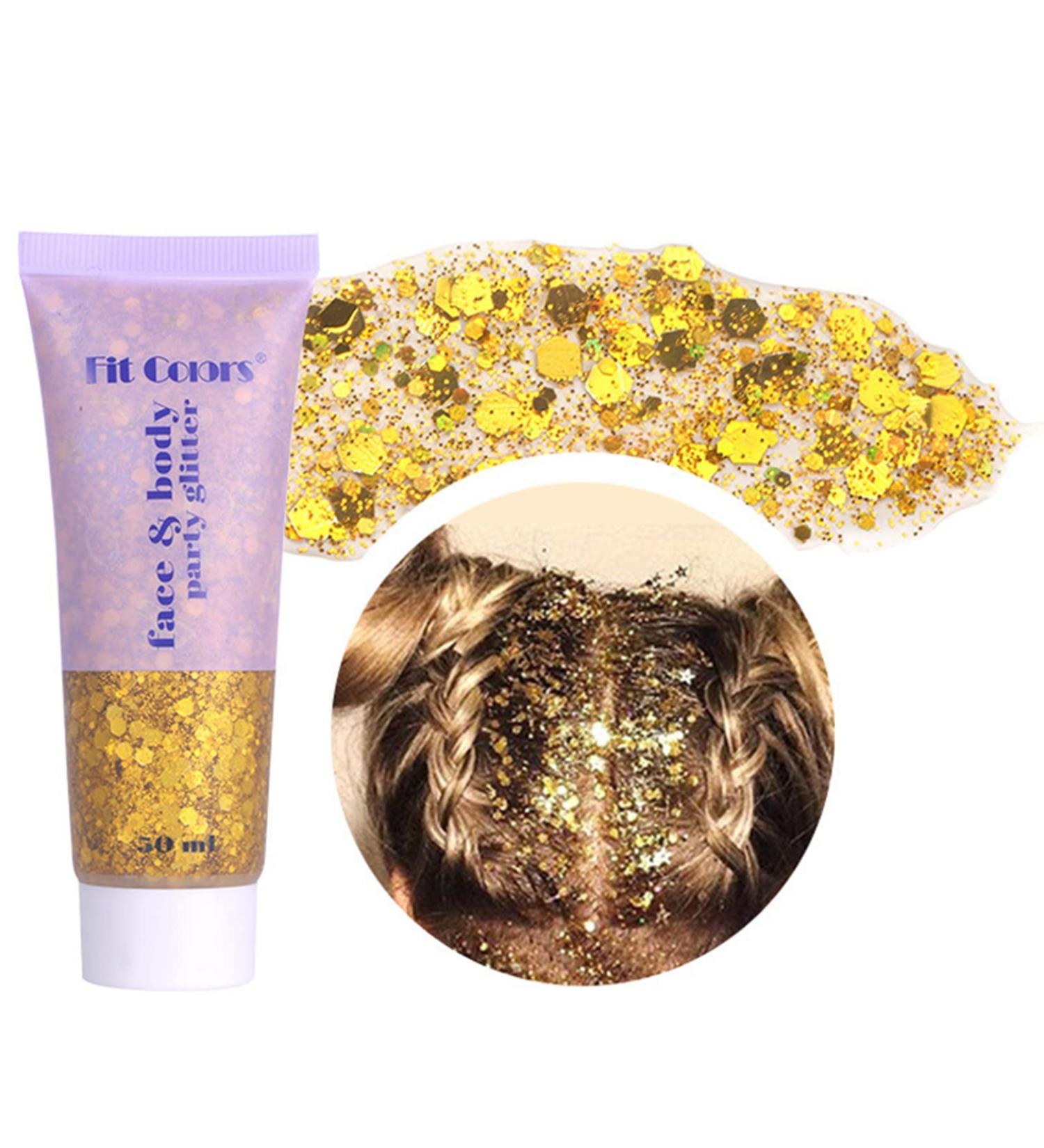 Gold Body Glitter Gel - Shimmering Liquid Eyeshadow for Festival Party Makeup - Buy Online on GoSupps.com