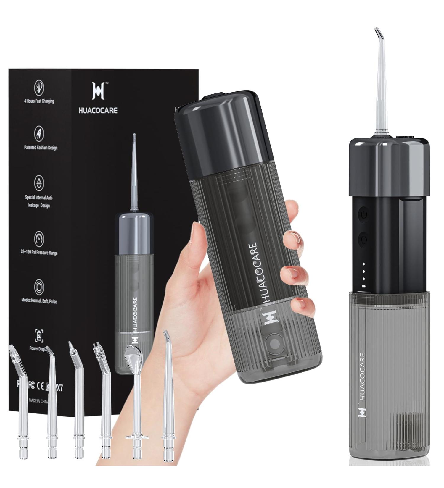 Portable Water Flosser for Teeth - Cordless Travel-Friendly IPX7 Waterproof with Telescopic Tank & 3 Modes - Buy Online on GoSupps.com
