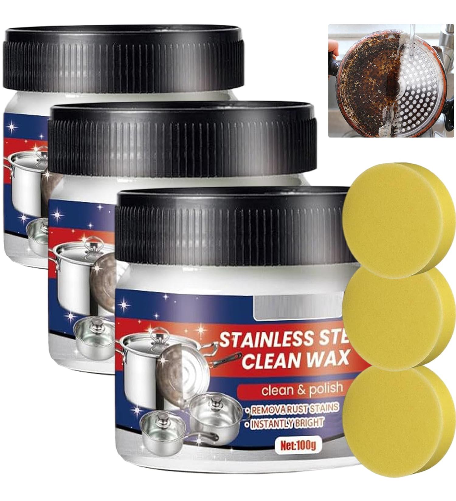 Stainless Steel Cleaning Wax Magical Nano-Technology Stainless Steel Cleaning Paste Stainless Steel Rust Remover Stainless Steel Cleaner for Appliances Cookware Metal Polishing Paste (3Pcs) - Buy Online on GoSupps.com