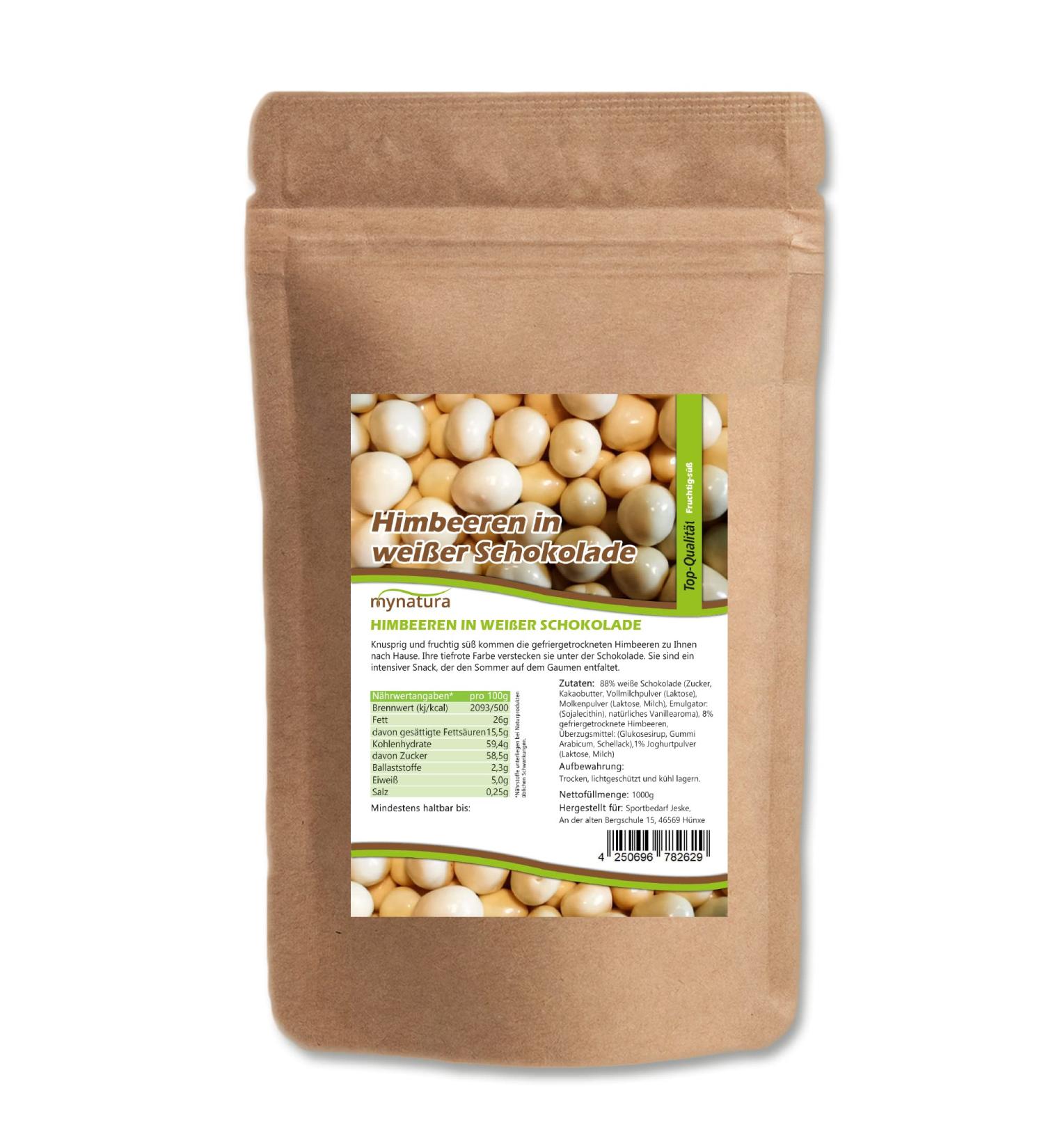  mynatura Mynatura Raspberries freezer-dried white chocolate raspberry chocolate wrapped cereal snacks raspberry bag (1 x 1000 g) - Buy Online on GoSupps.com