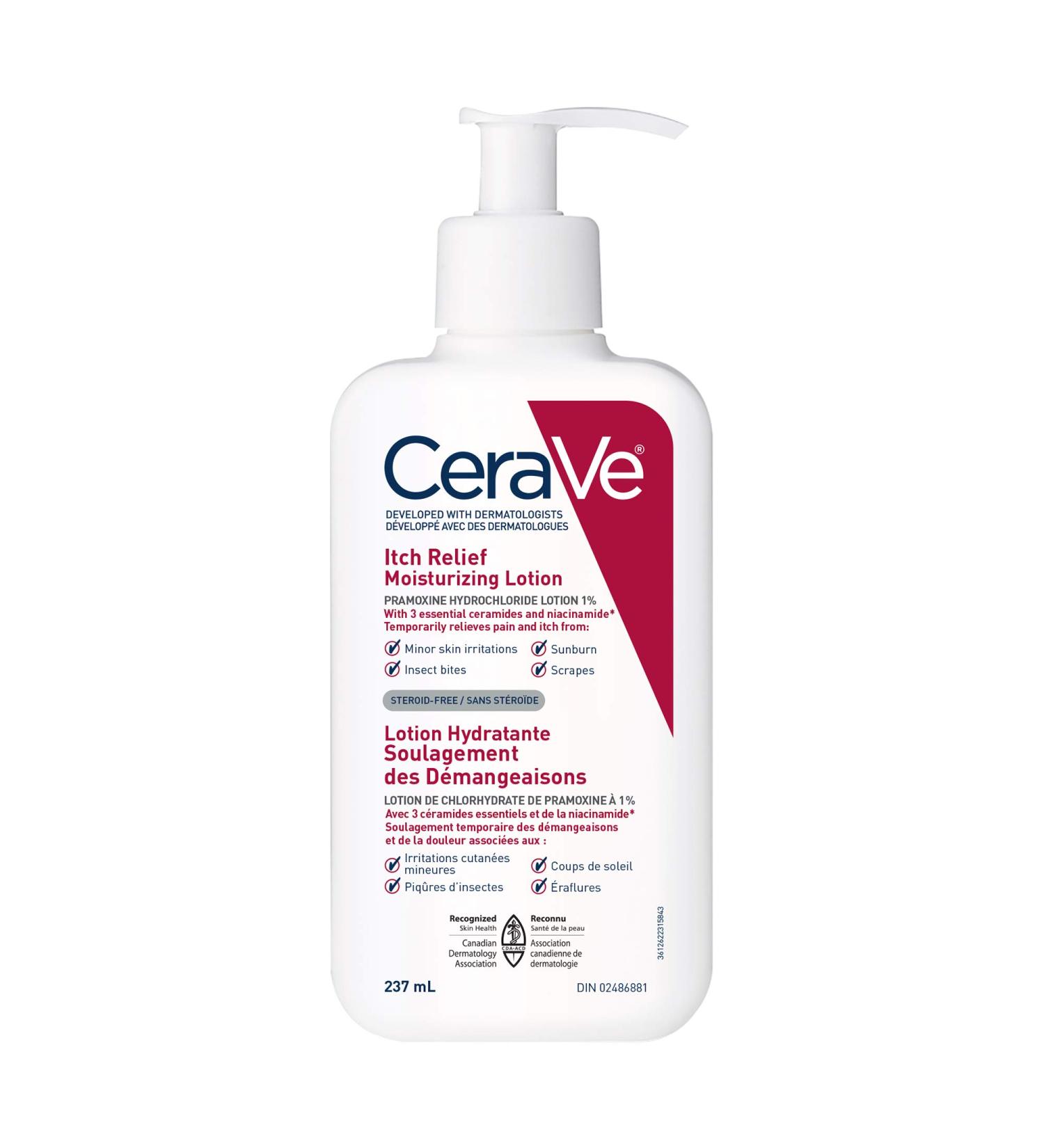 CeraVe Itchy Skin Relief Moisturizing Lotion. For Dry & Eczema-prone skin. Anti-itch cream for minor skin irritations sunburn relief insect bug bites & scrapes 1% Pramoxine. Fragrance Free 237ML Itch Relief Lotion 237ml 237 ml (Pack of 1) - Buy Online on GoSupps.com