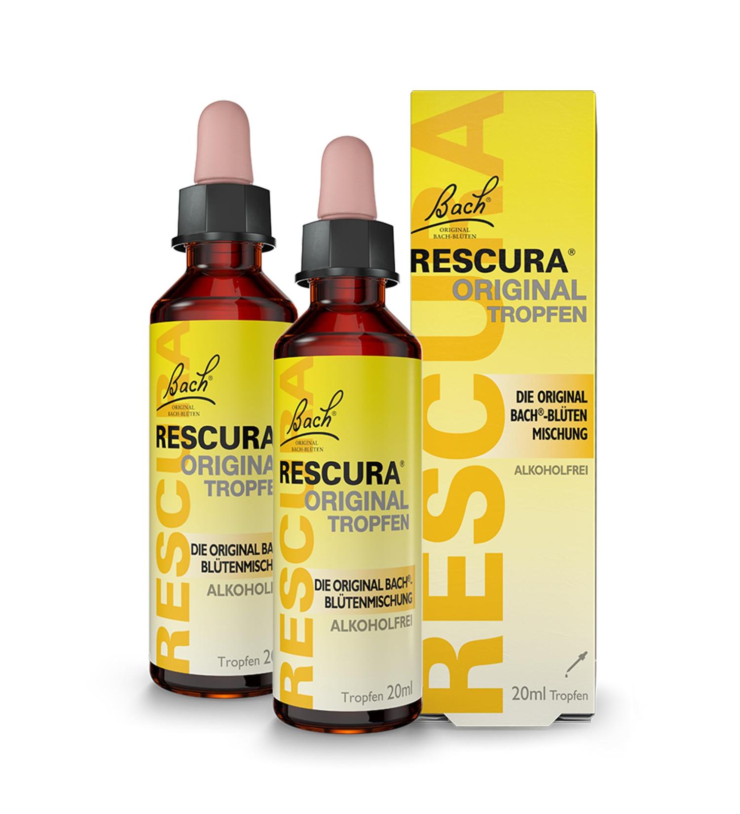 Original Bach RESCUE Drops - Alcohol-Free Bach Flower Mixture (Pack of 2 x 20ml) - International Shipping Available - Buy Online on GoSupps.com