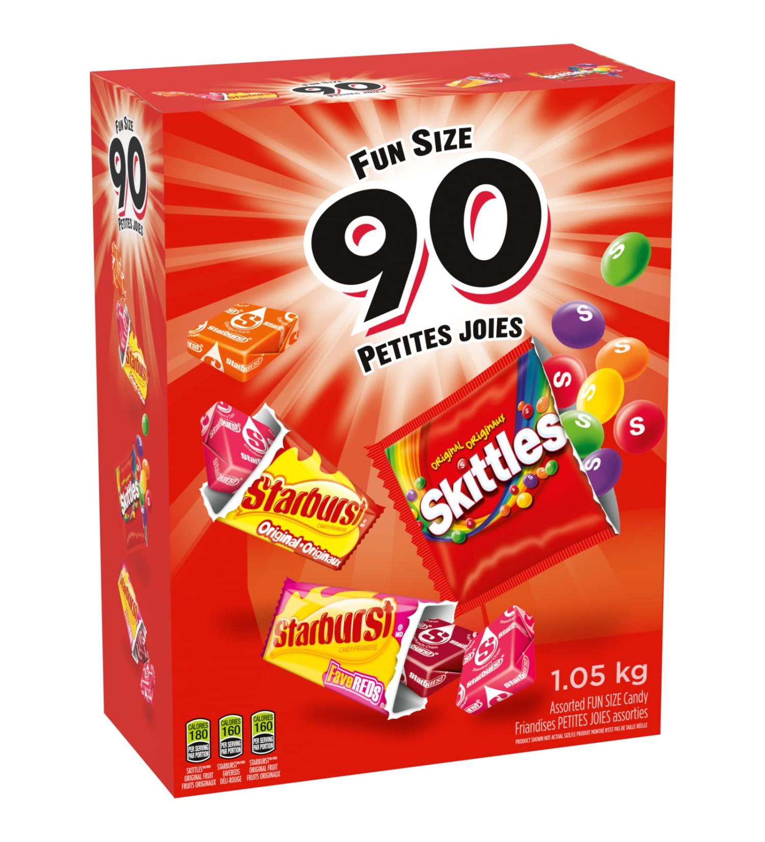 SKITTLES and STARBURST Fruity Halloween Candy Individually Wrapped Fun Size Assortment 90 Count 90 Piece Set - Buy Online on GoSupps.com