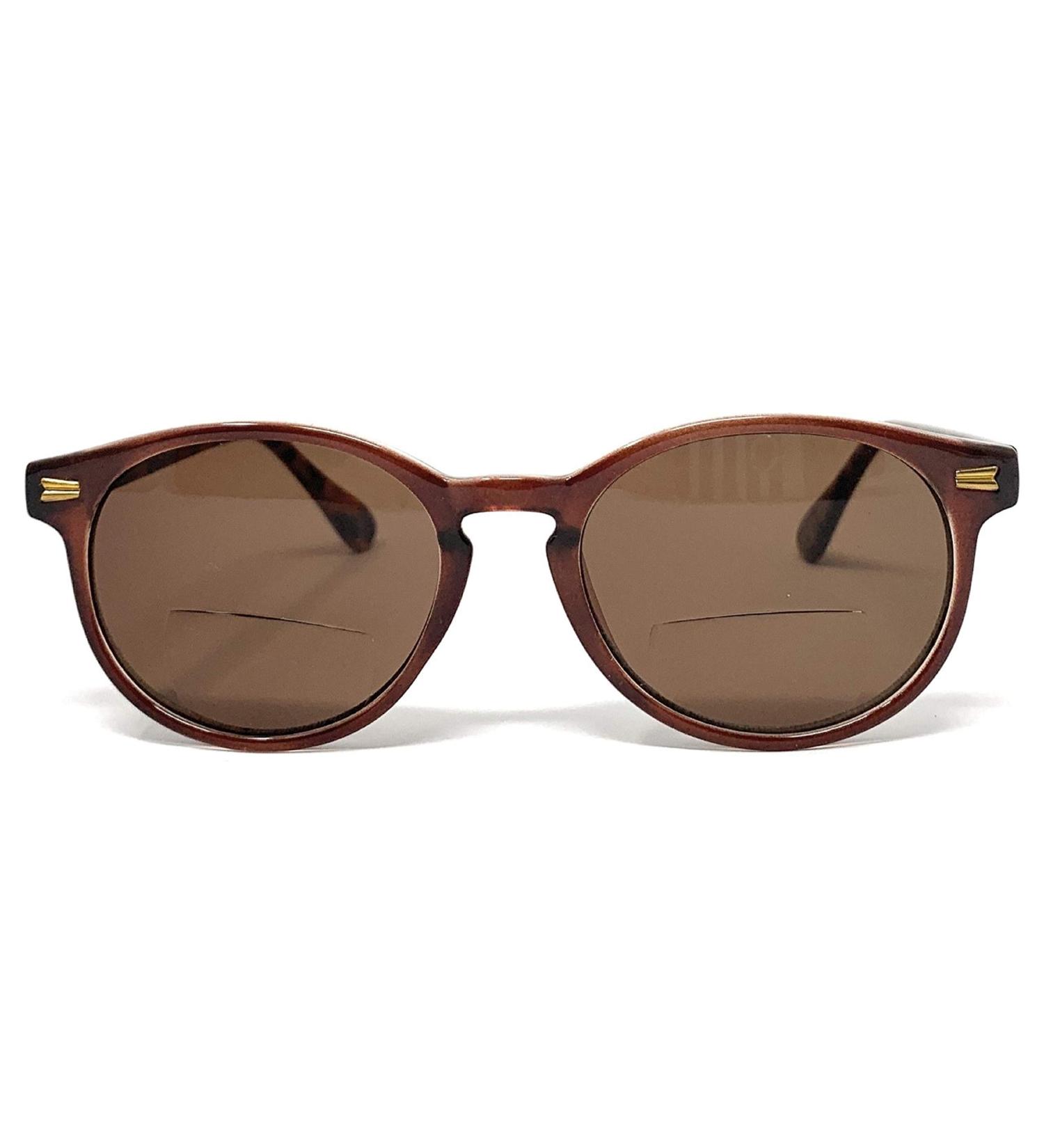 Drama Bifocal Reading Sunglasses for Men & Women - Round Style Dark Brown/Tortoise Amber +3.00 Strength - Stylish UV Protection - Buy Online on GoSupps.com