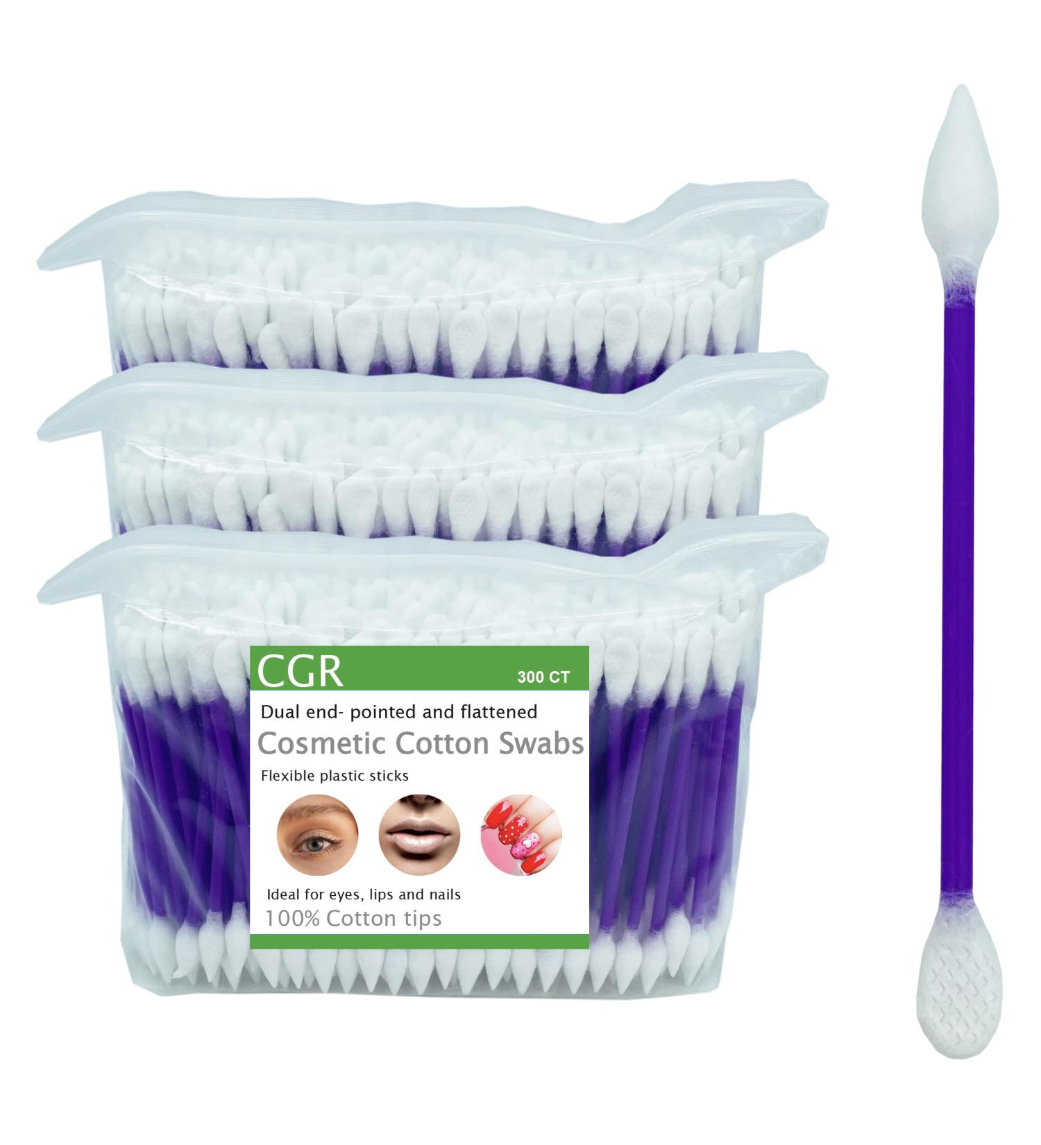 900pcs CGR Precision Cotton Swabs - Pointed and Flattened Tip Makeup Applicators (3x300pcs) - Buy Online on GoSupps.com