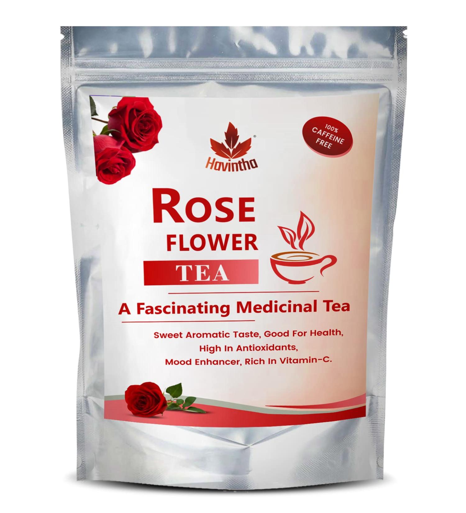 Havintha Natural Rose Tea | Herbal Tea - Rose Petals for Hair and Skin | High in Vitamin C - 50 gm - Buy Online on GoSupps.com