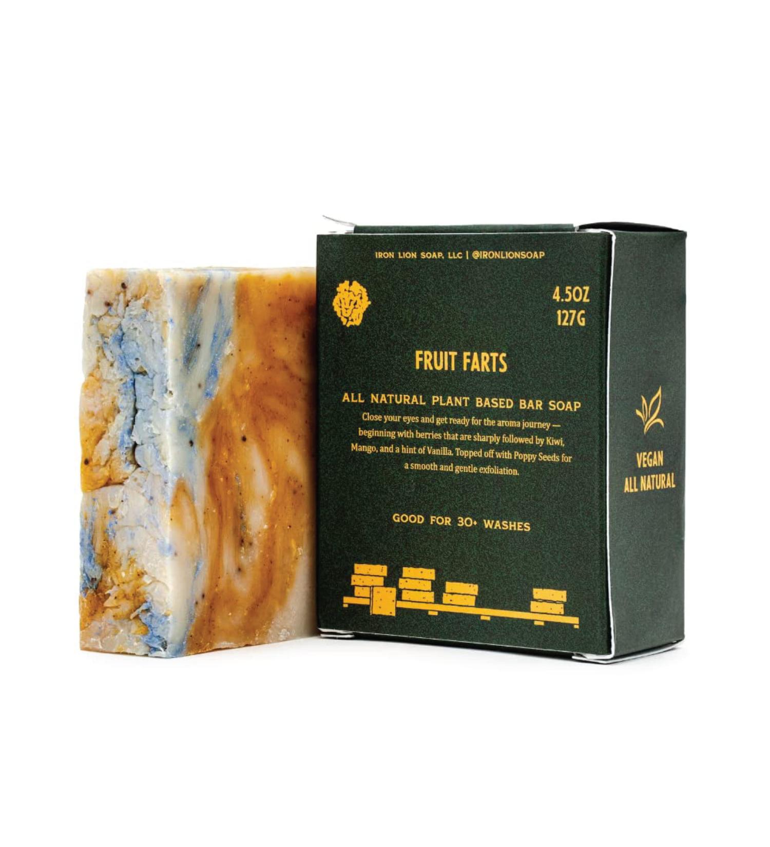 Iron Lion Soap FRUIT FARTS - Organic Vegan All Natural Plant Based Bar Soap for Body, Face, Hands, and Bath - Buy Online on GoSupps.com