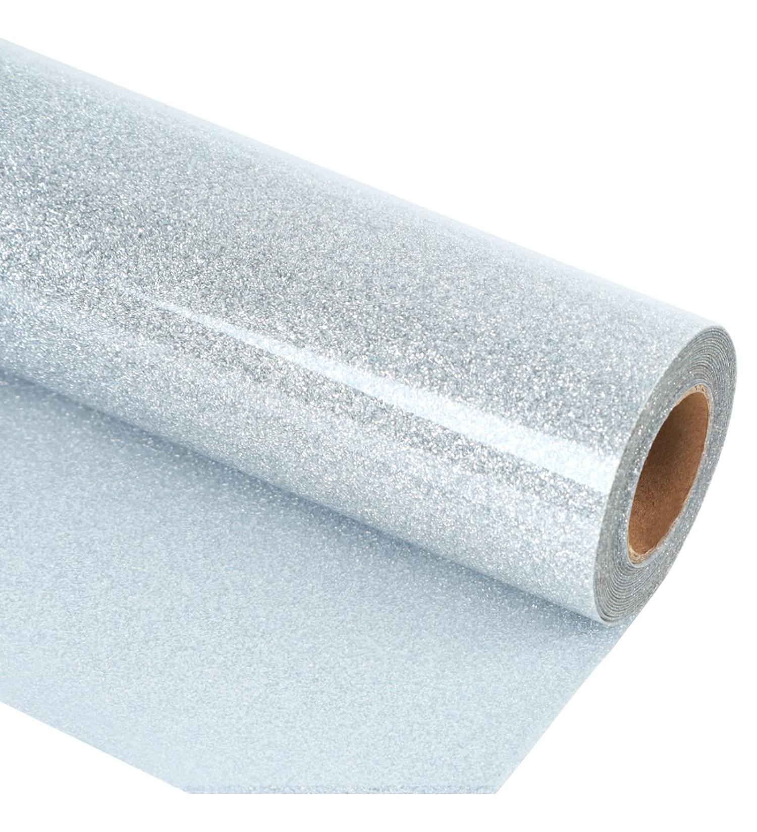 Guangyintong Glitter Silver HTV 12X 8ft Iron-On Transfer Vinyl Roll for T-Shirts - J4 Glitter Silver - Buy Online on GoSupps.com
