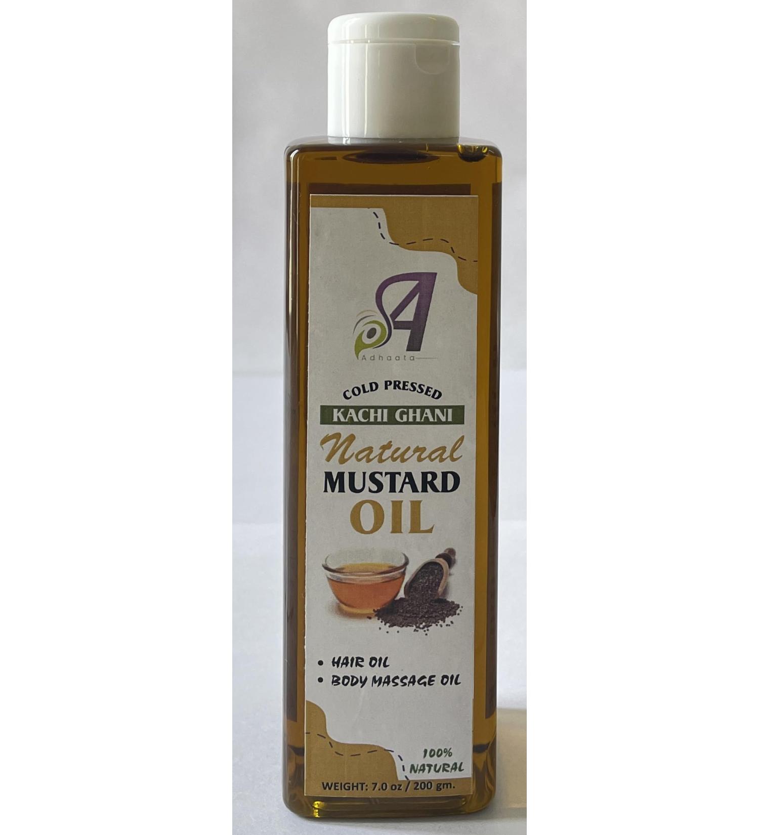 Buy 100% Pure Kachi Ghani Mustard Oil - Cold Pressed Unrefined for Hair Growth & Skin - Natural Brassica Juncea - 7 Fl oz (200g - Buy Online on GoSupps.com