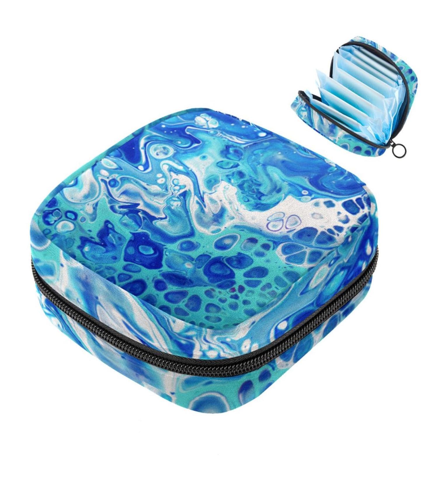 Portable Women's Binding Bags | Menstrual Cup Bags & Feminine Insert Pockets | Ideal for Teens | Abstract Art Design in Blue & Multicolored - Buy Online on GoSupps.com