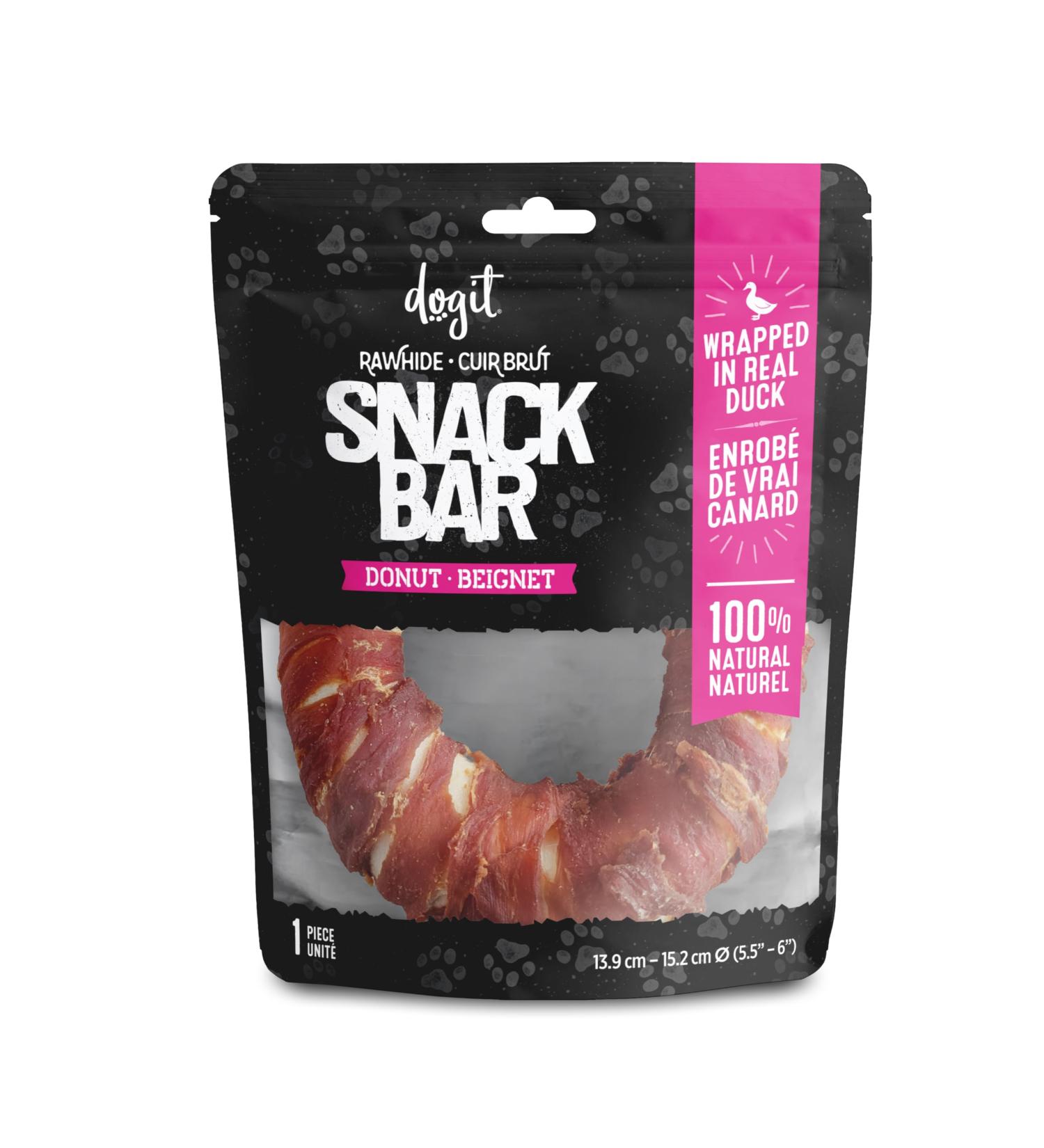 Dogit Snack Bar Rawhide Duck-Wrapped Donut 1 pc Dog Treats for Large Dogs Dog Chews Friandise Pour Chien Rawhide Dog Chews Gaterie Pour Chien - Buy Online on GoSupps.com