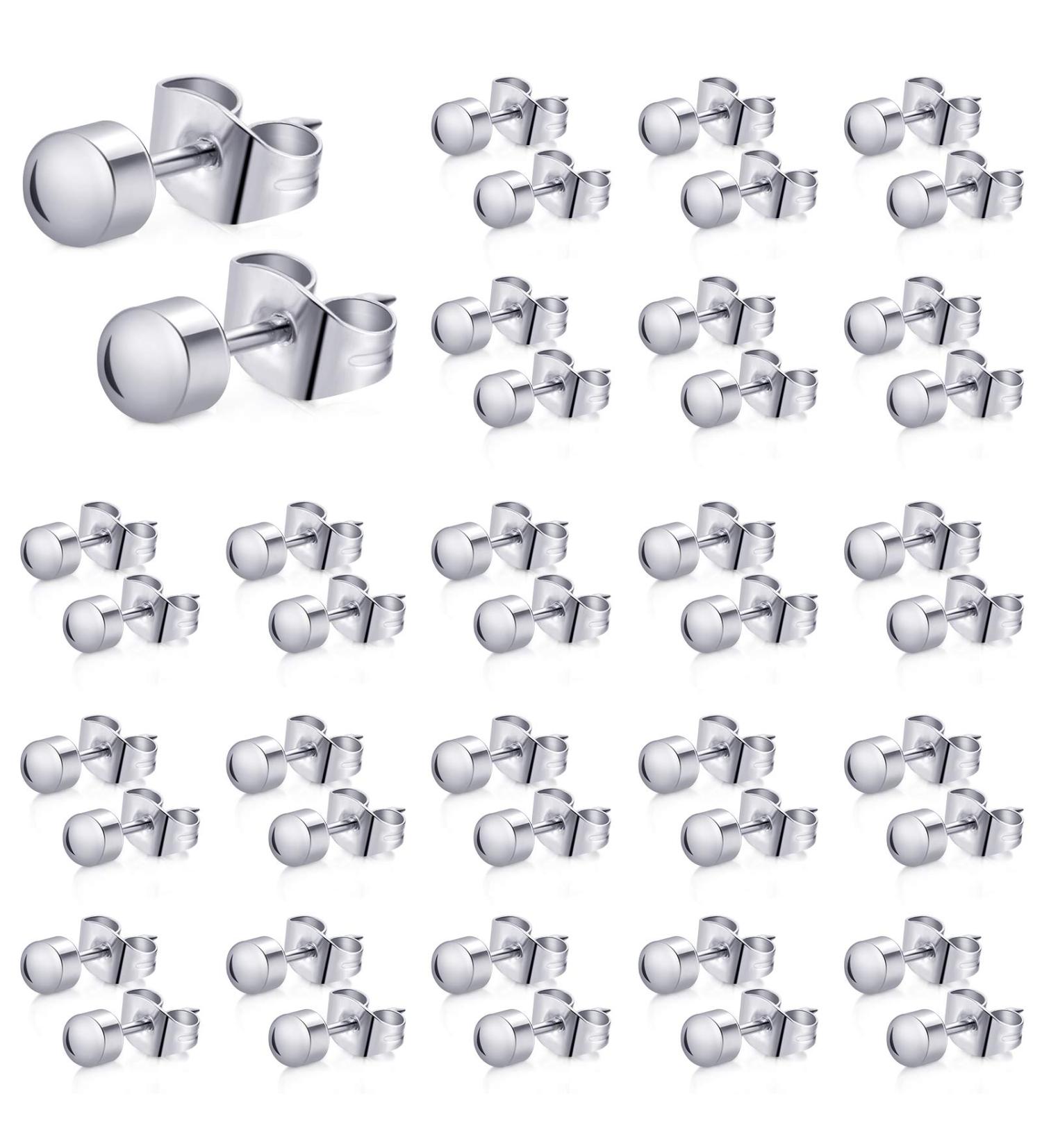 Yaomiao 20 Pairs Stainless Steel Piercing Earrings - Anti-Sensitive & Rustproof Studs for Body, Ear, Nose, Navel - Salon Quality - Buy Online on GoSupps.com