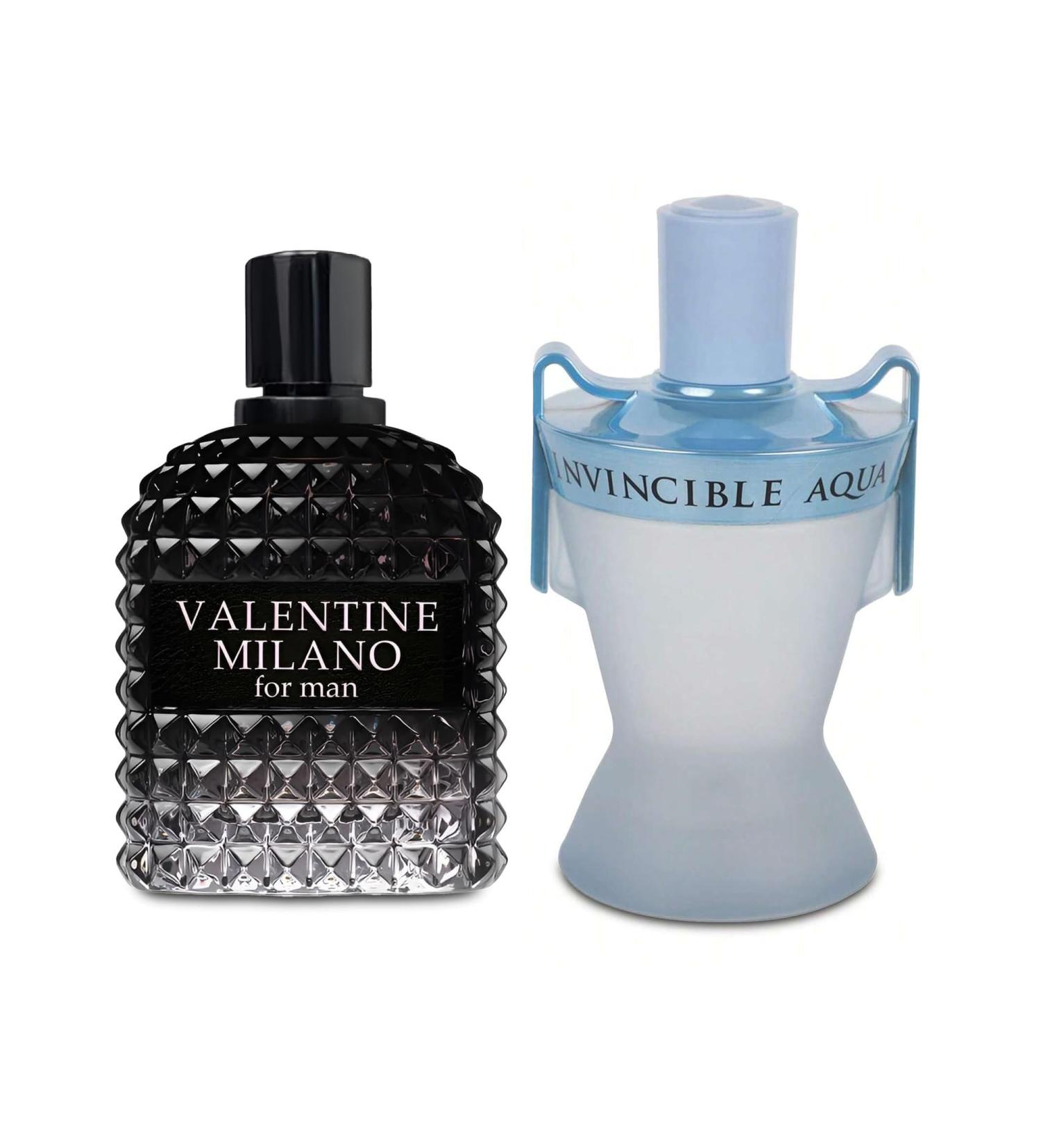 2PCS Valentine Milano/Invincible Aqua Eau De Toilette for Men-Fresh Romantic Scent Perfume for Men 3.4 Fl Oz Each Mens Cologne For All Skin Daily Used MilanoMen/Invincible Aqua - Buy Online on GoSupps.com
