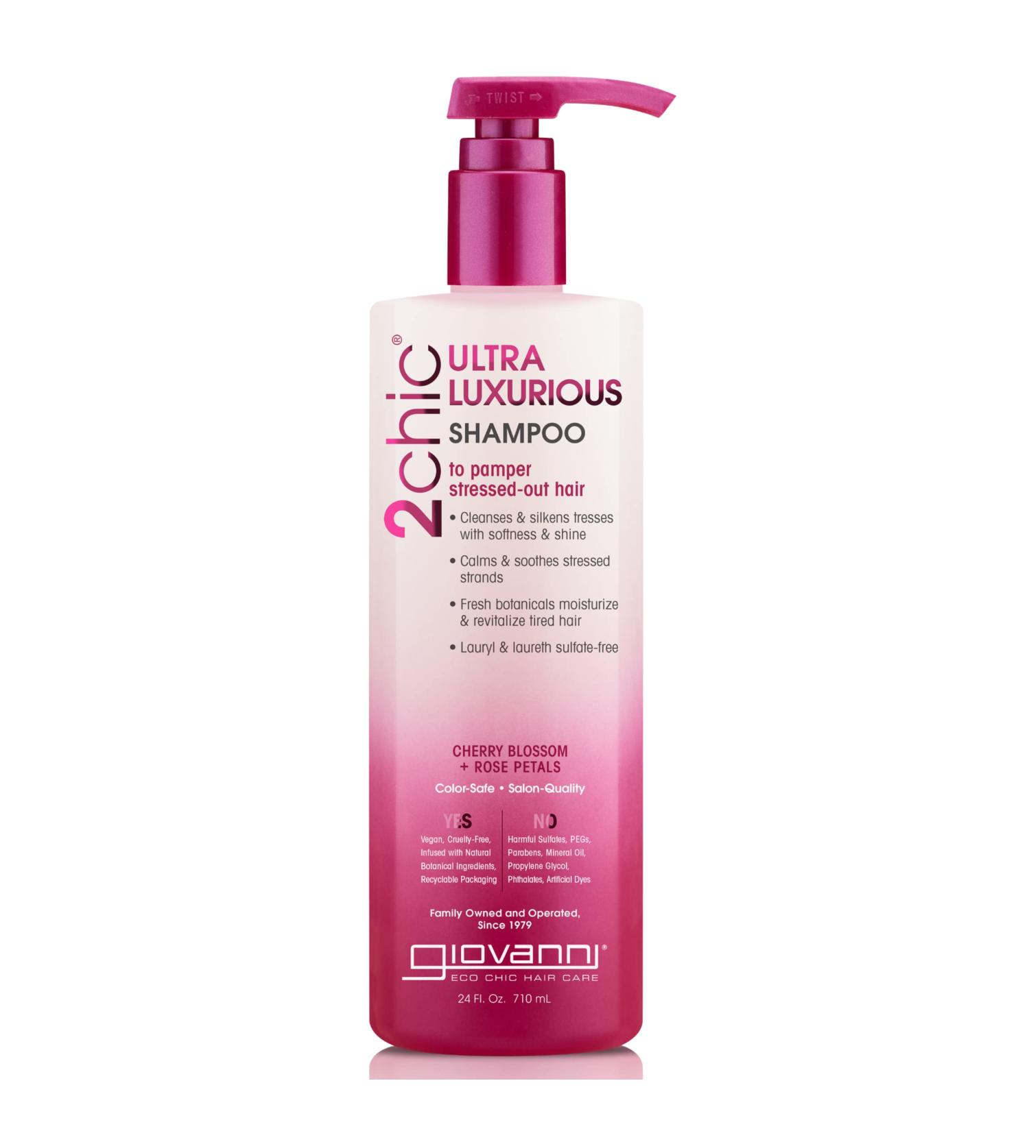 Giovanni 2chic Ultra-Luxurious Shampoo - Cherry Blossom & Rose Petals 24 fl oz | Pamper Stressed Hair - Buy Online on GoSupps.com
