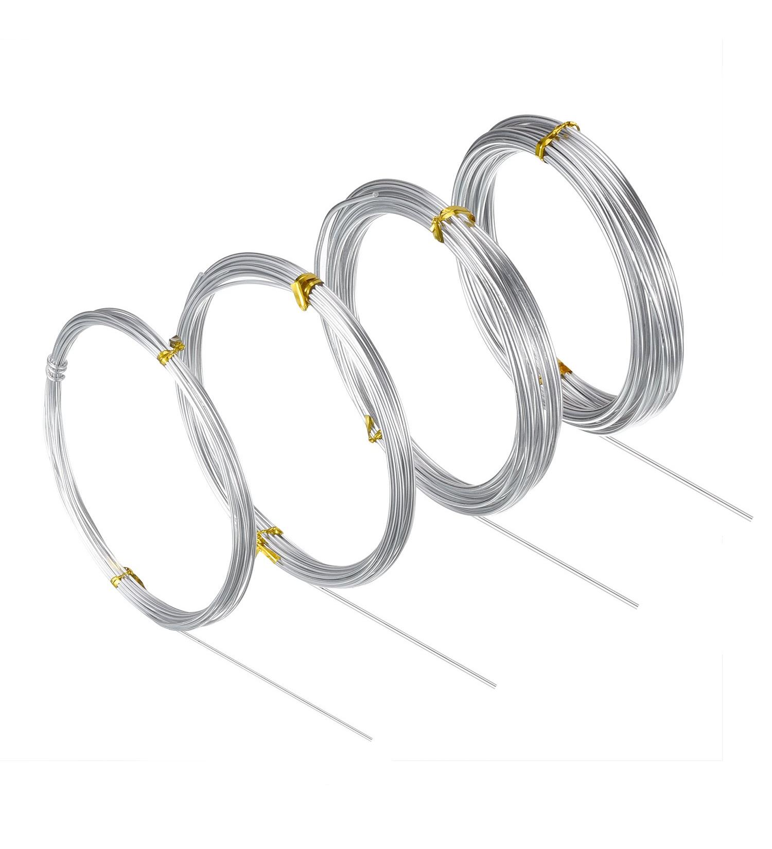 BBTO Aluminum Craft Wire Set - 4 Sizes (1mm, 1.5mm, 2mm, 2.5mm) - 4 Rolls Totaling 65.6 Feet - Bendable Metal Wire for DIY Sculpture and Crafts - Silver - Buy Online on GoSupps.com