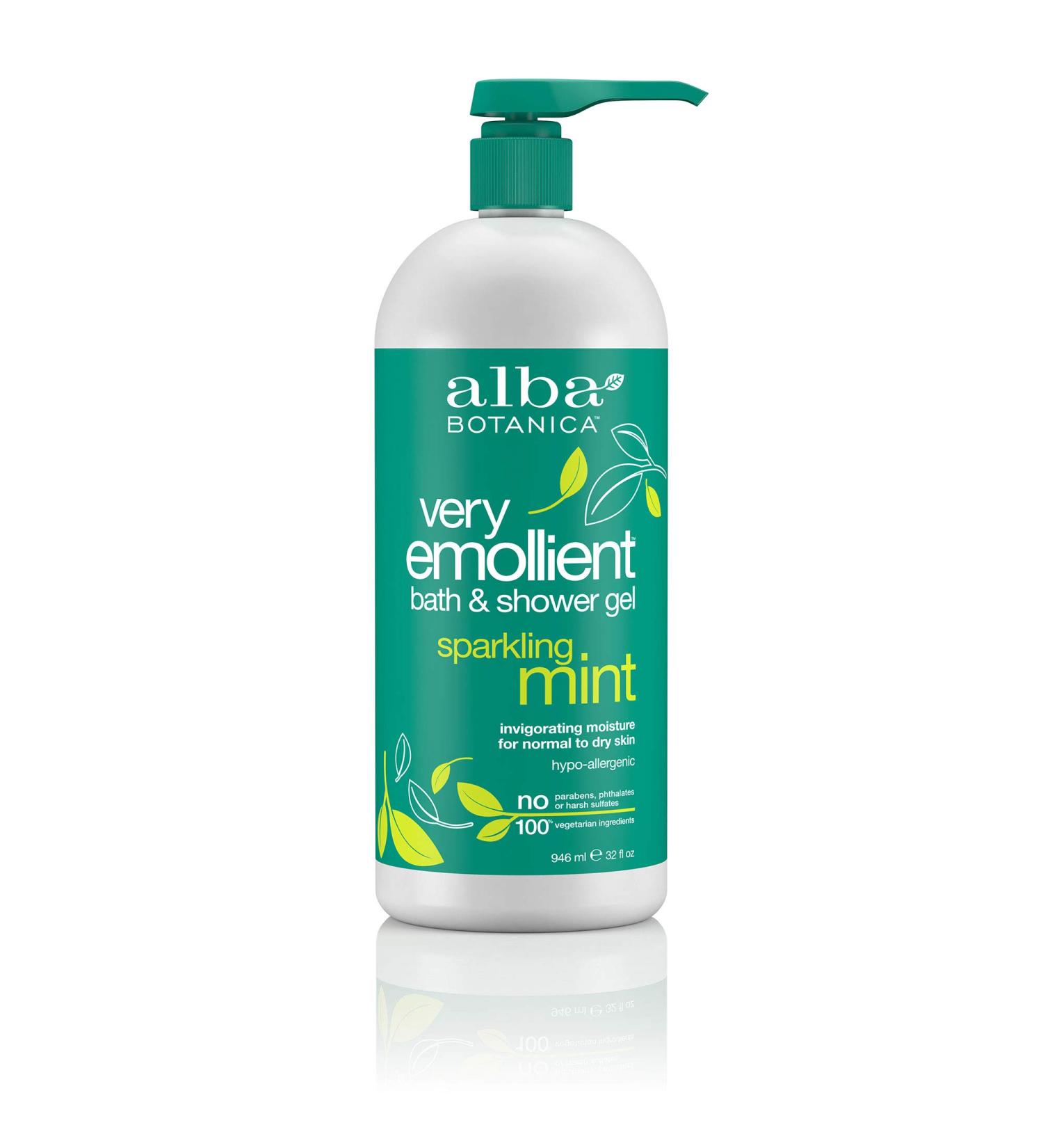 Alba Botanica Very Emollient Bath & Shower Gel - Sparkling Mint 32 fl oz | Hydrating & Refreshing International Shipping Available - Buy Online on GoSupps.com