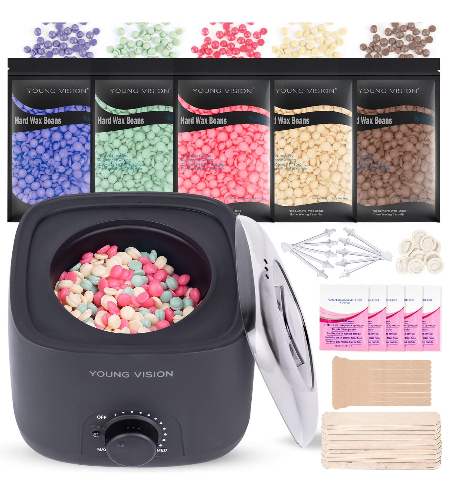 Professional Wax Warmer Kit for Home Waxing - YOUNG VISION Wax Beads Heater for Eyebrow, Bikini, and Brazilian Hair Removal - Buy Online on GoSupps.com