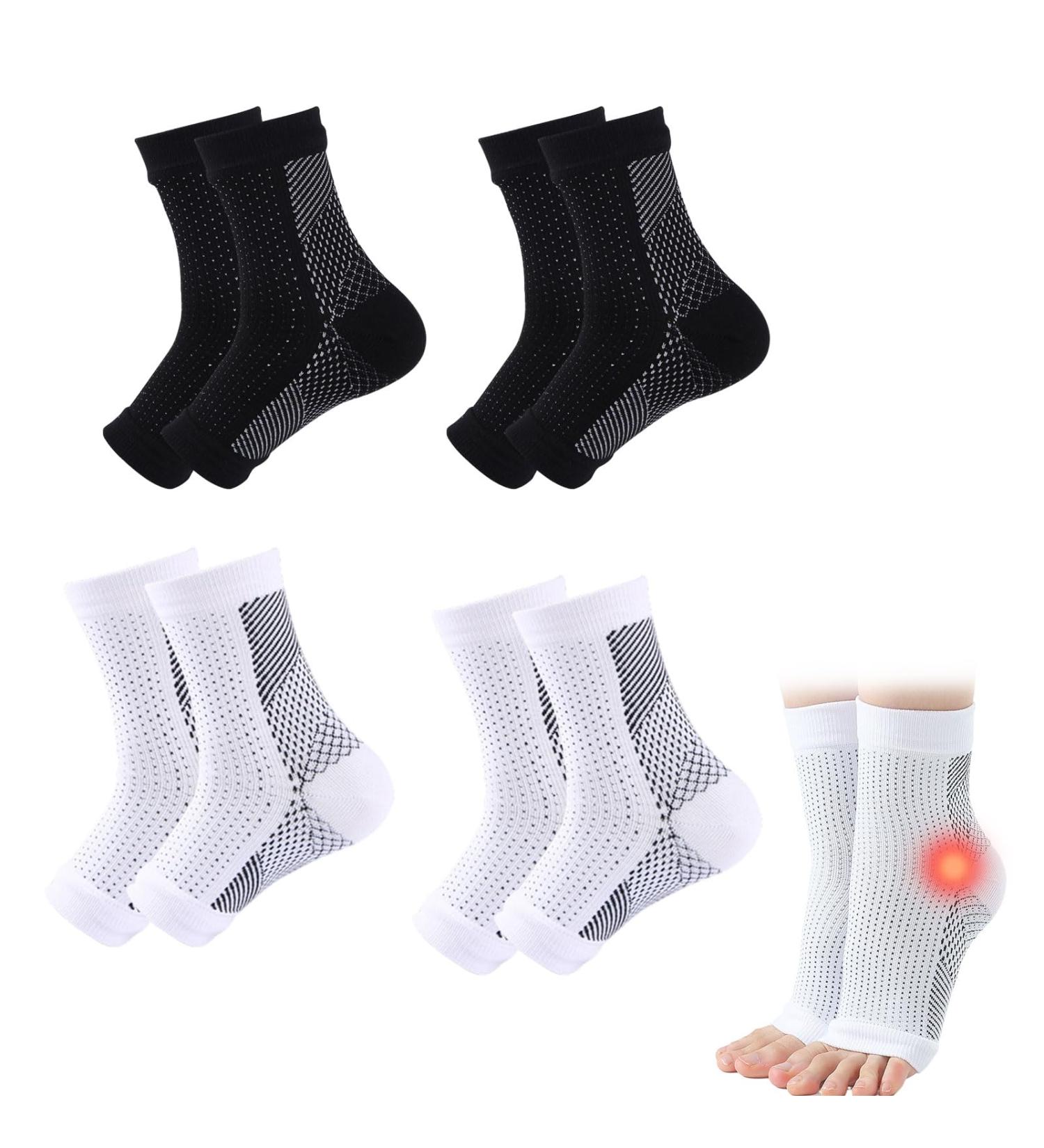 Neuropathy Socks for Men and Women - 4 Pairs, Plantar Fasciitis Relief, Ankle Injury Prevention and Pain Relief - Buy Online on GoSupps.com