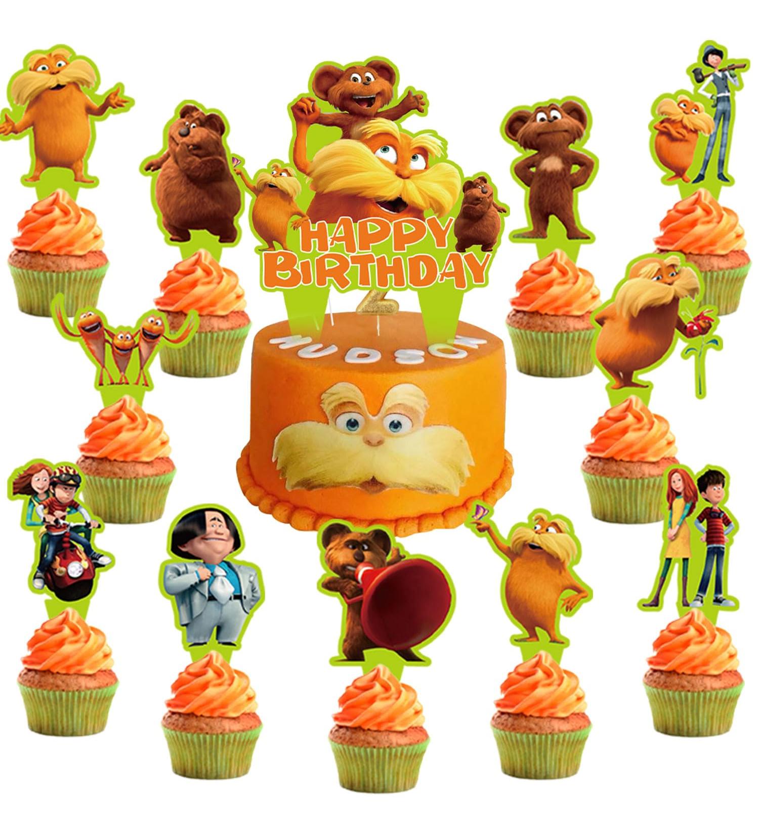37 Pcs Lorax Cake Topper and Cupcake Toppers Set Lorax Birthday Party Supplies for Lorax Birthday Decorations - Buy Online on GoSupps.com