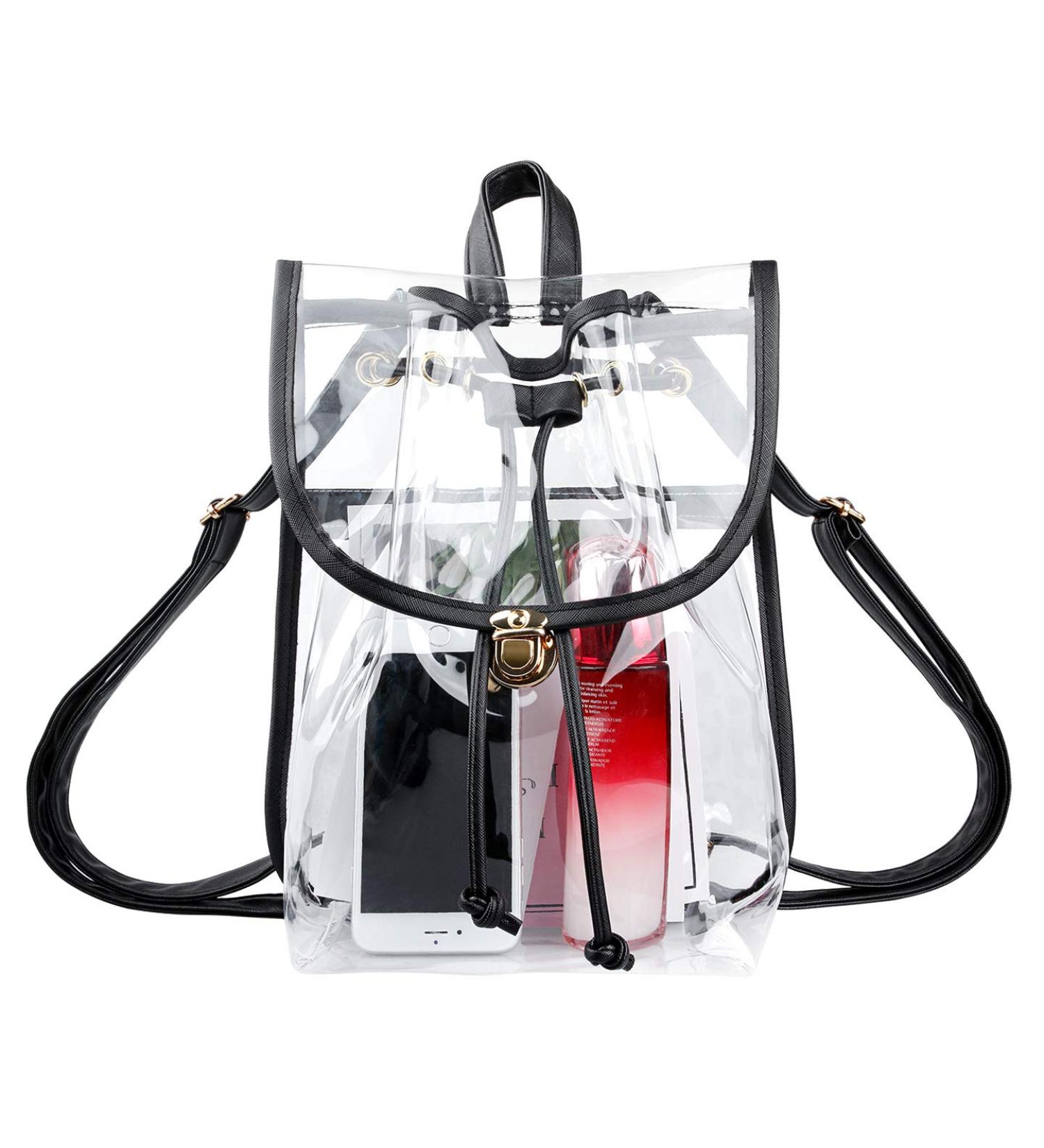 Clear Stadium Approved Drawstring Bag - Heavy Duty, Mini Size, Black - Buy Online on GoSupps.com
