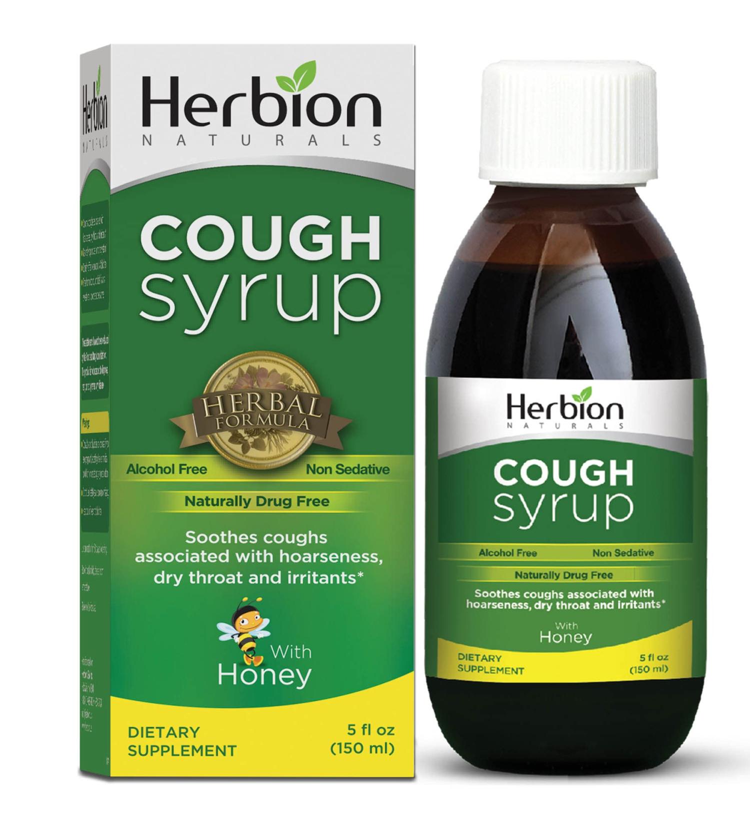 Herbion Naturals Cough Syrup with Honey - Cough Relief & Sore Throat Soothing - Immune Support for Adults & Kids 13+ - 5 FL Oz - Buy Online on GoSupps.com