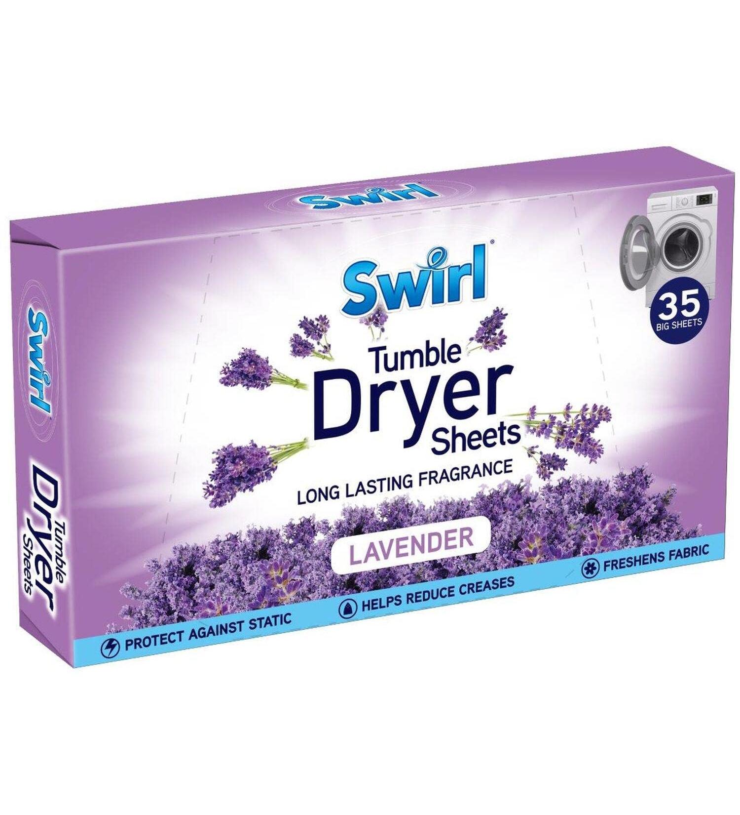 Swirl Lavender Tumble Dryer Laundry Linen Sheets for fresh smelling clothes - 35 Pack