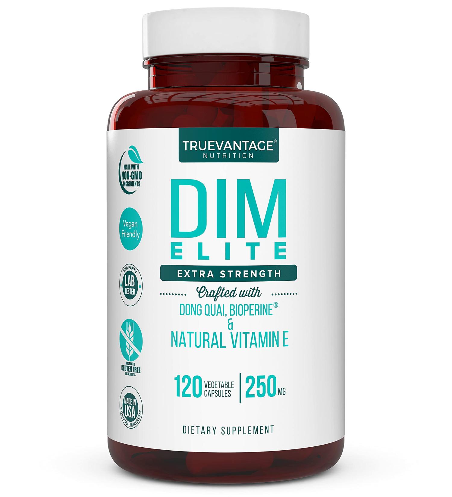 DIM Supplement 250mg - Diindolylmethane with Dong Quai Vitamin E & BioPerine | Hormonal Balance & Menopause Relief for Women & Men | Veggie Caps - Buy Online on GoSupps.com