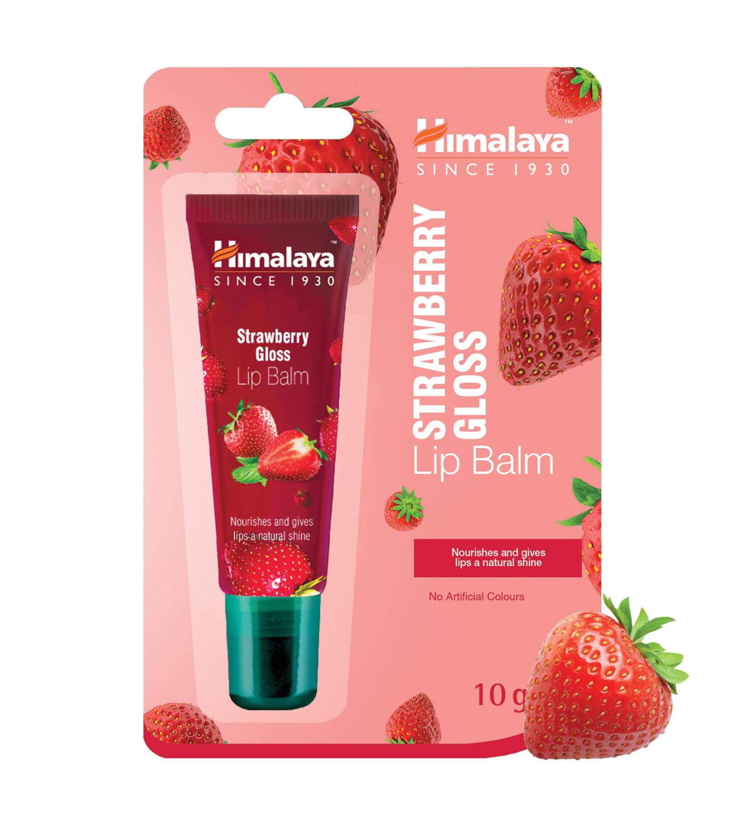 Himalaya Strawberry Gloss Lip Balm Tube for Delicate Strawberry Tint 10g - Buy Online on GoSupps.com