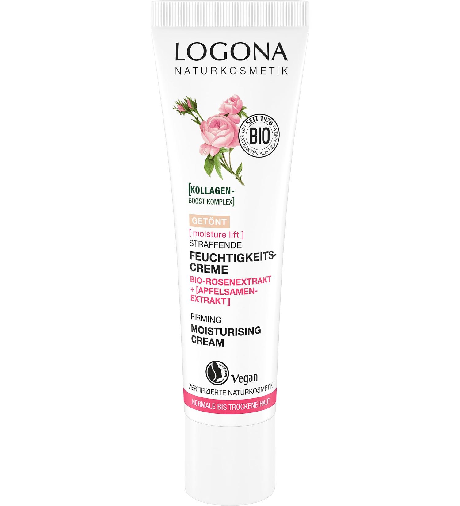 L'Or al Deutschland Logona Natural Cosmetics firming moisturizer for natural shine with vegan rose extract and collagen antiaging - Buy Online on GoSupps.com