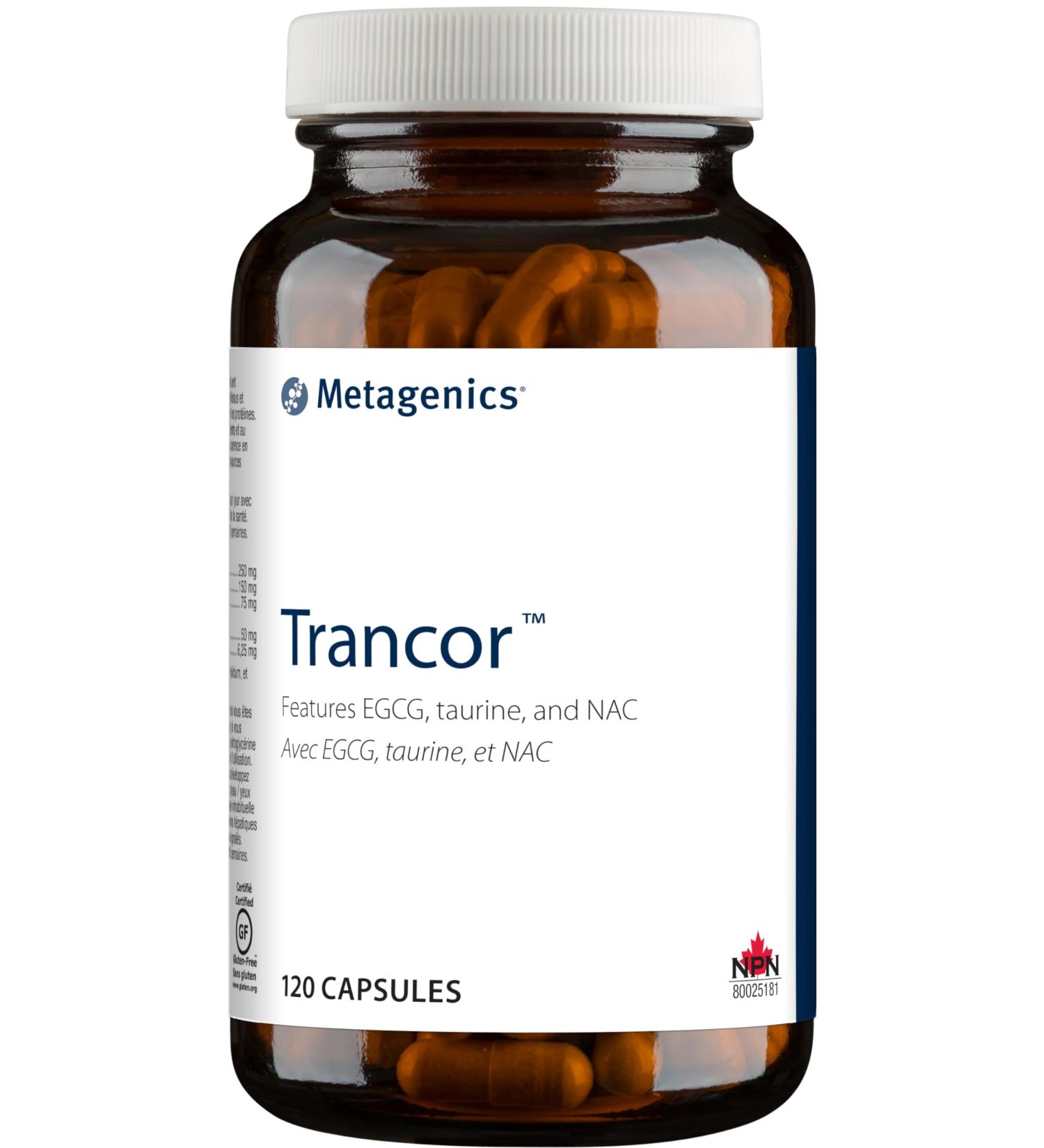 Metagenics Trancor Supplement with EGCG Taurine and NAC to Help Support a Sense of Tranquility - 120 Capsules - Buy Online on GoSupps.com