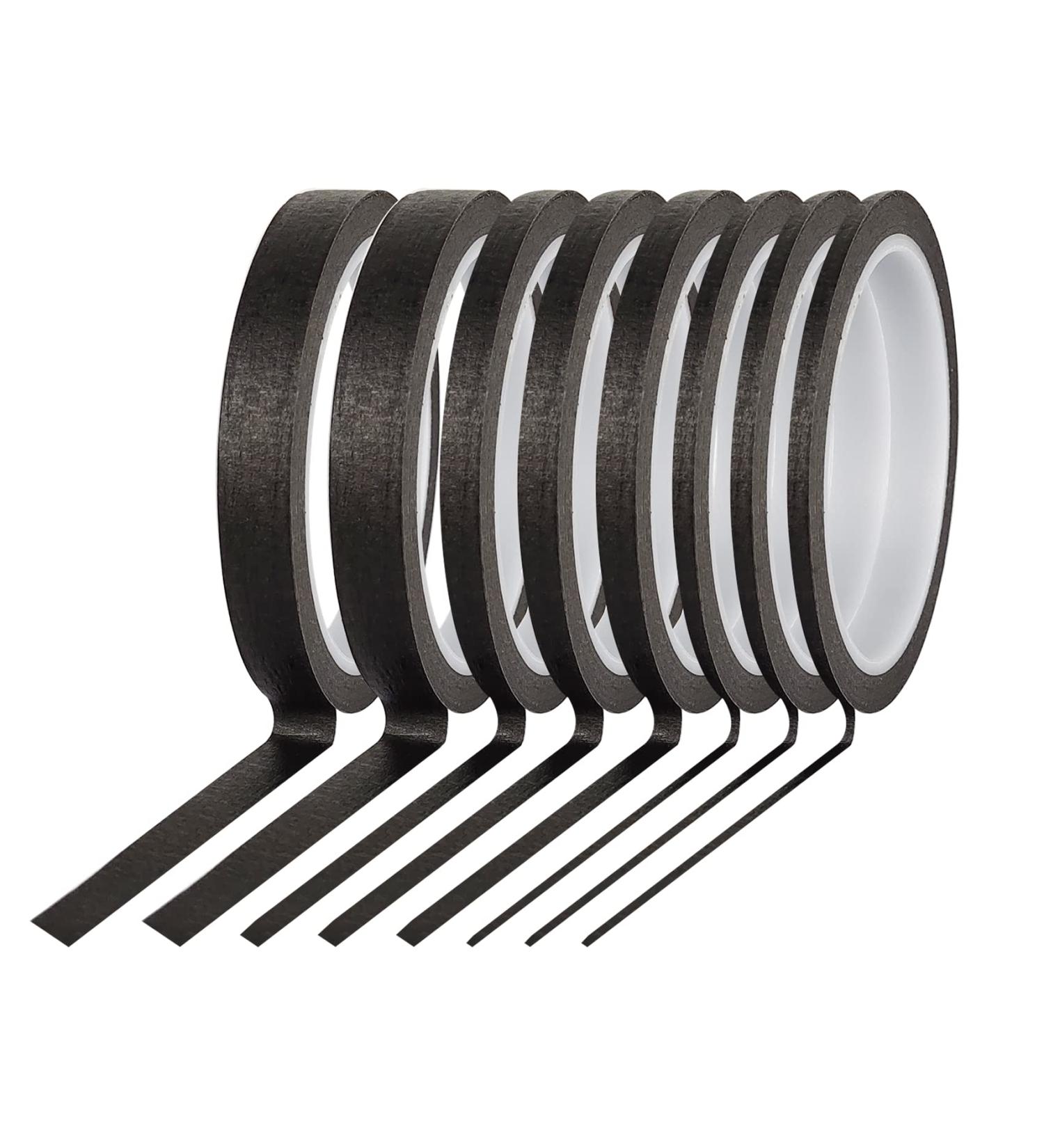 176 yards Painters Tape Set - 1/8, 1/4, 1/2 inch Width - DIY Art Tape - Easy to Work for Big Projects - Black - 8 Rolls - Buy Online on GoSupps.com